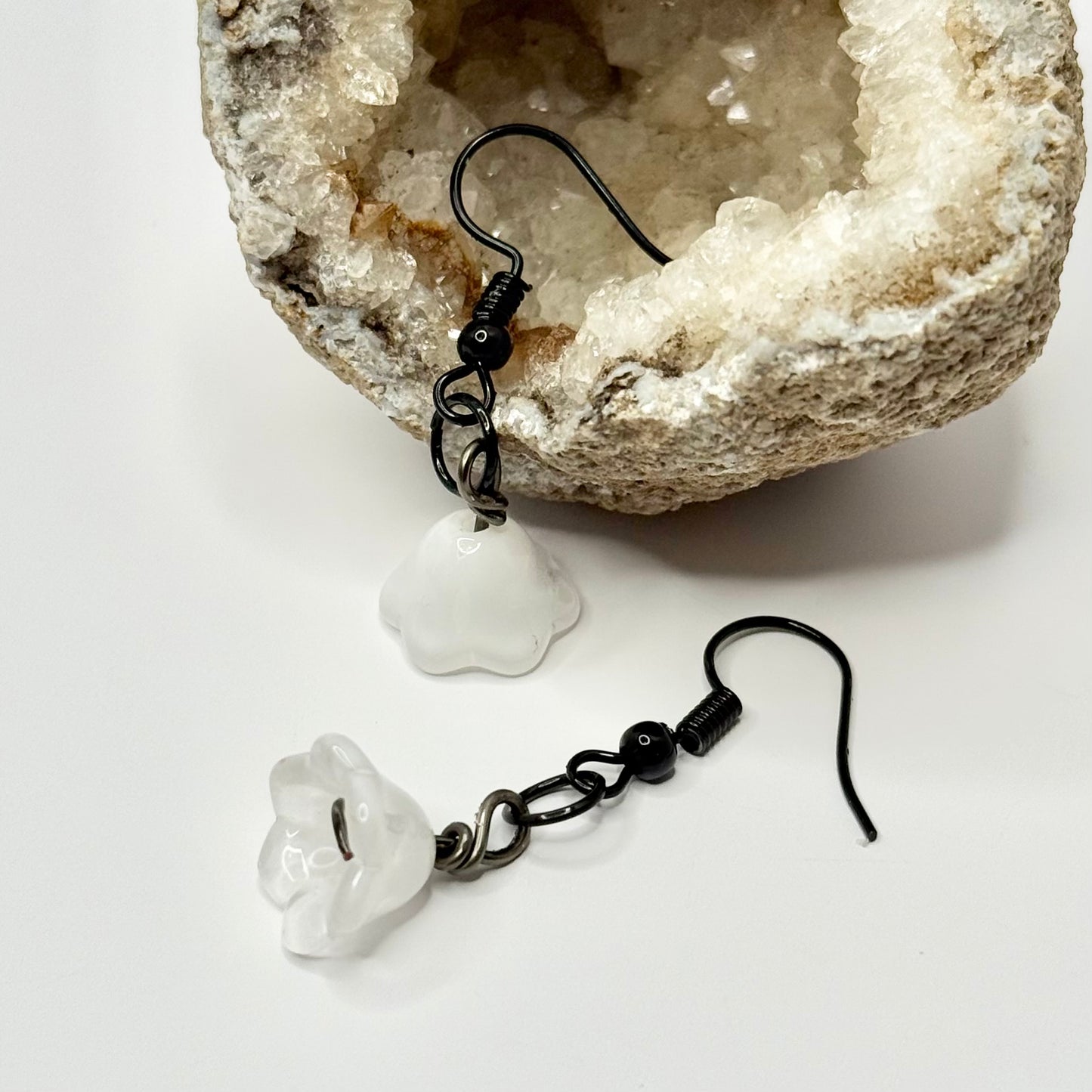 Black and White Flower Earrings
