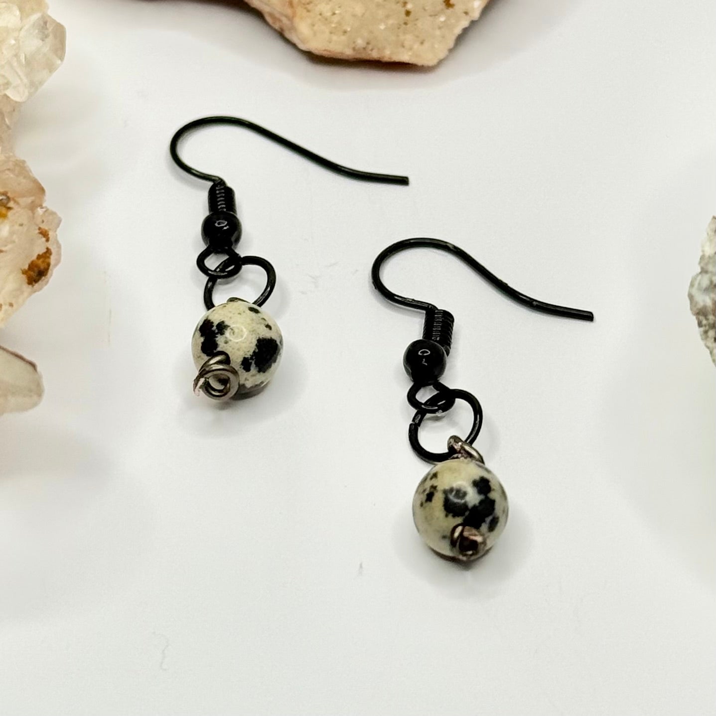 Charcoal Dalmatian Jasper Earrings