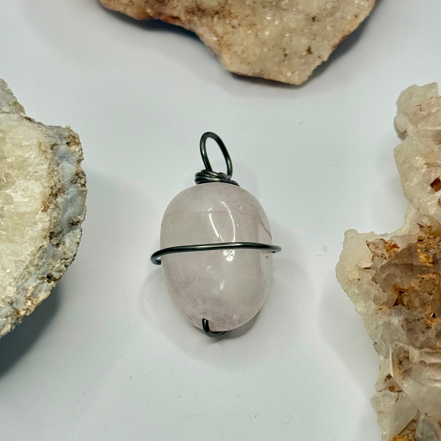 Charcoal Rose Quartz Pendant