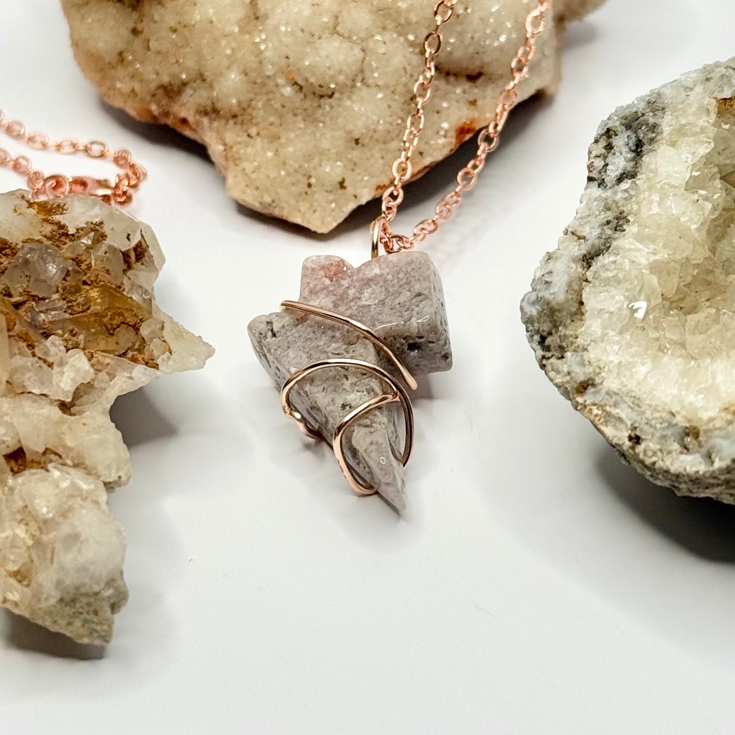 Rose Gold Rhodonite Lightning Necklace