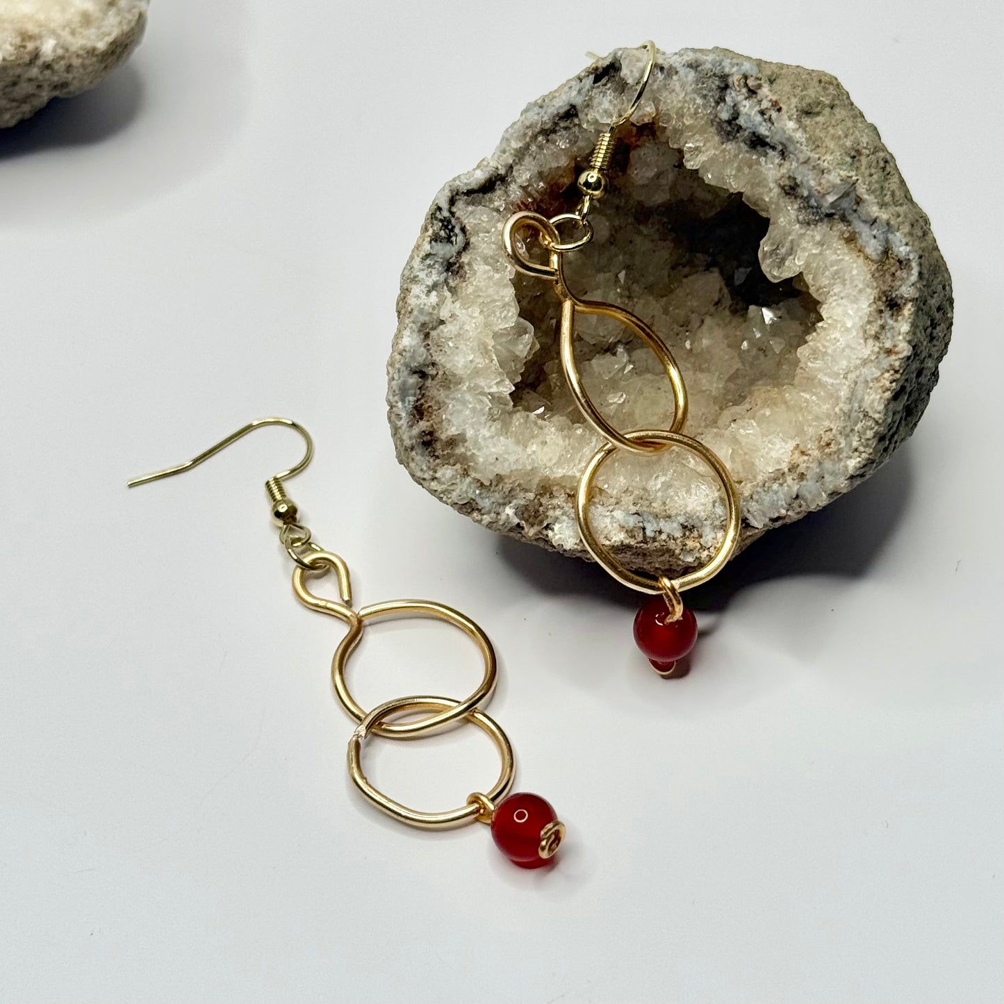 Gold Carnelian Dangle Earrings