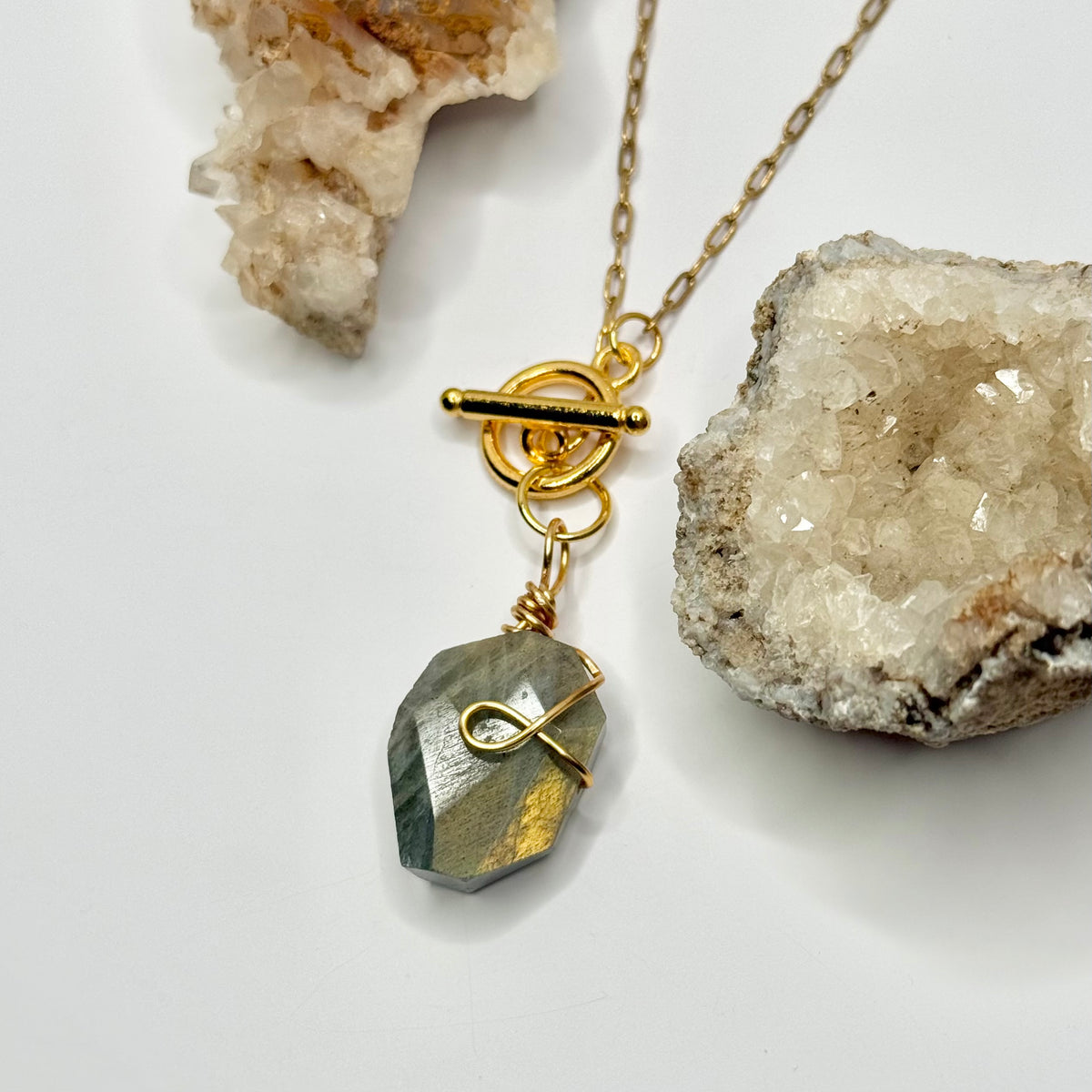 Gold Labradorite Toggle Necklace