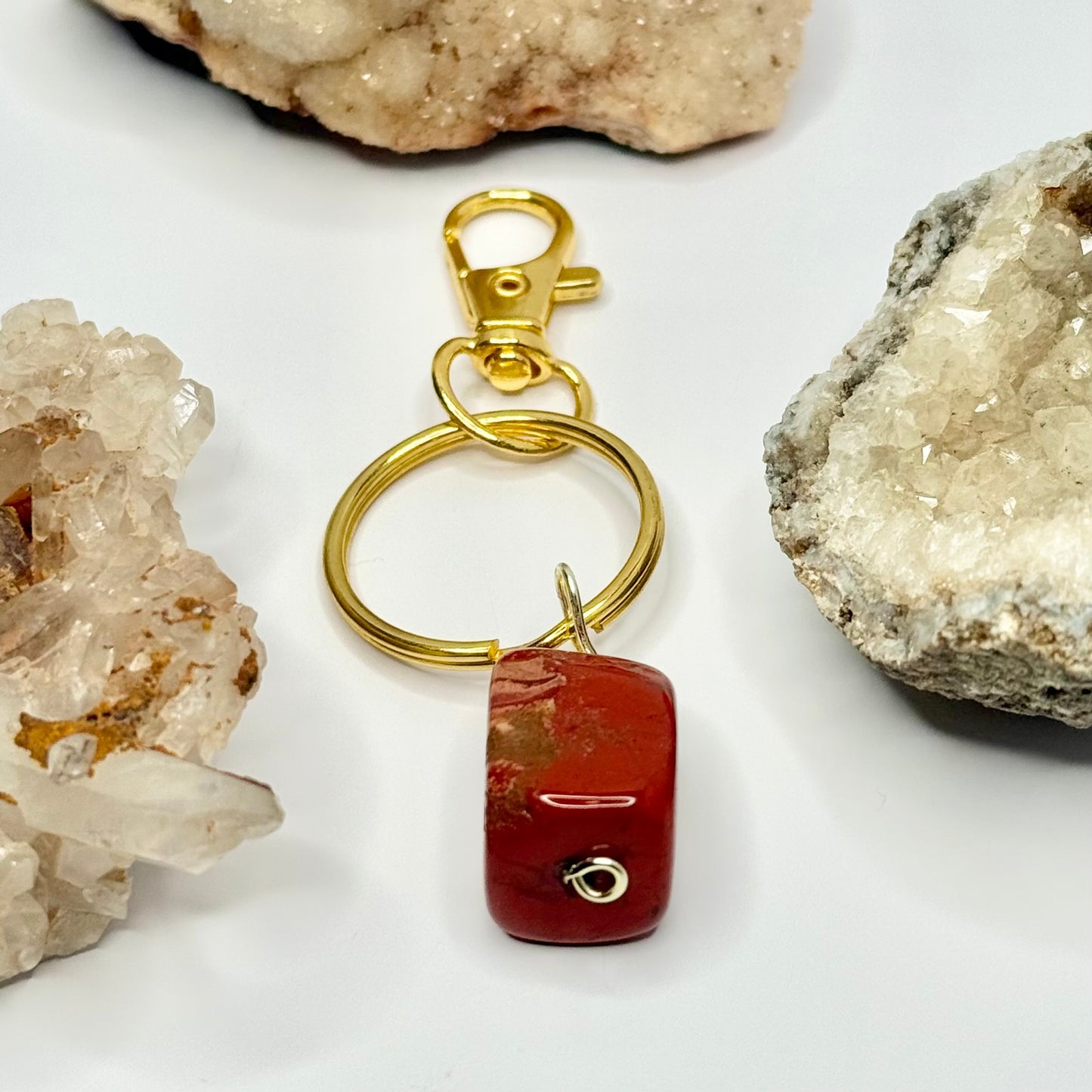 Gold Red Jasper Keychain