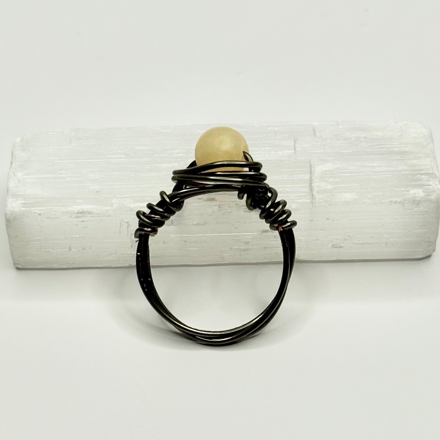 Charcoal Yellow Calcite Ring