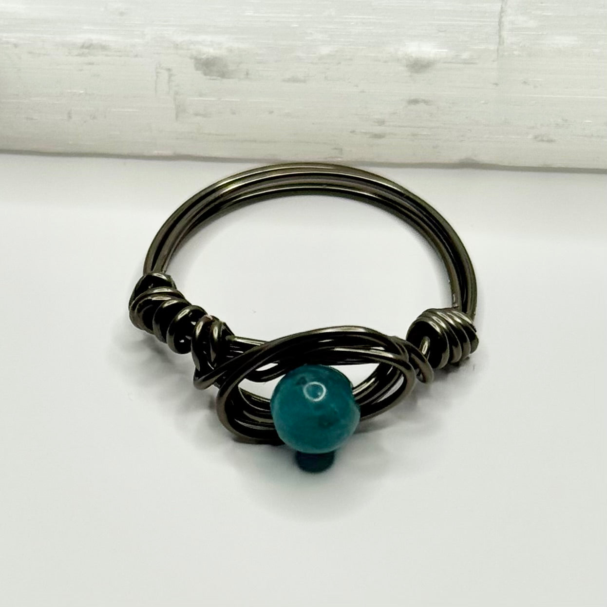 Charcoal Blue Apatite Ring