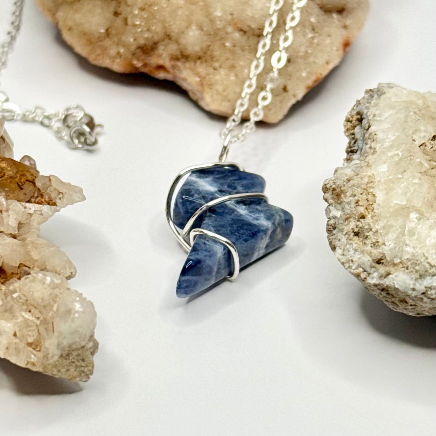 Silver Sodalite Lightning Necklace