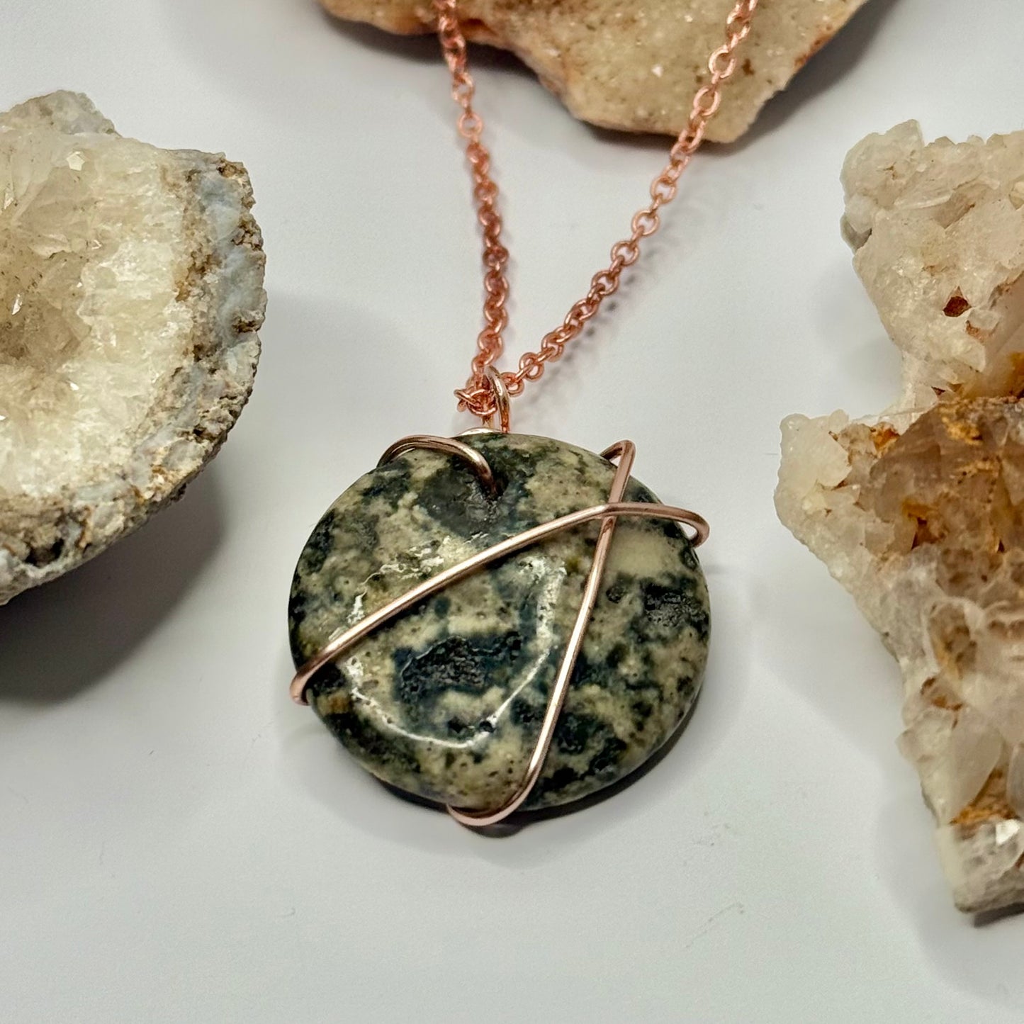 Rose Gold Preseli Bluestone Necklace