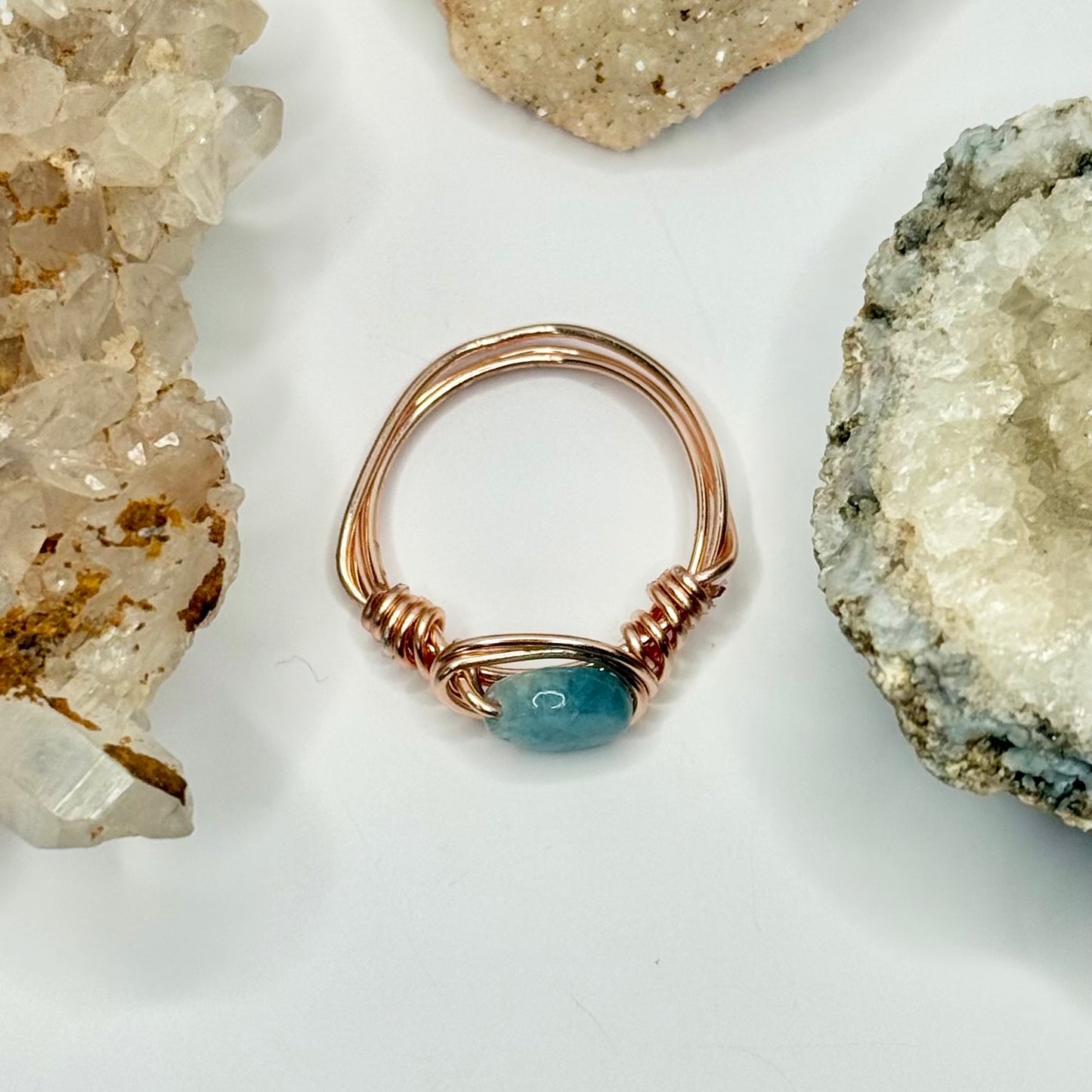 Rose Gold Blue Beryl Ring