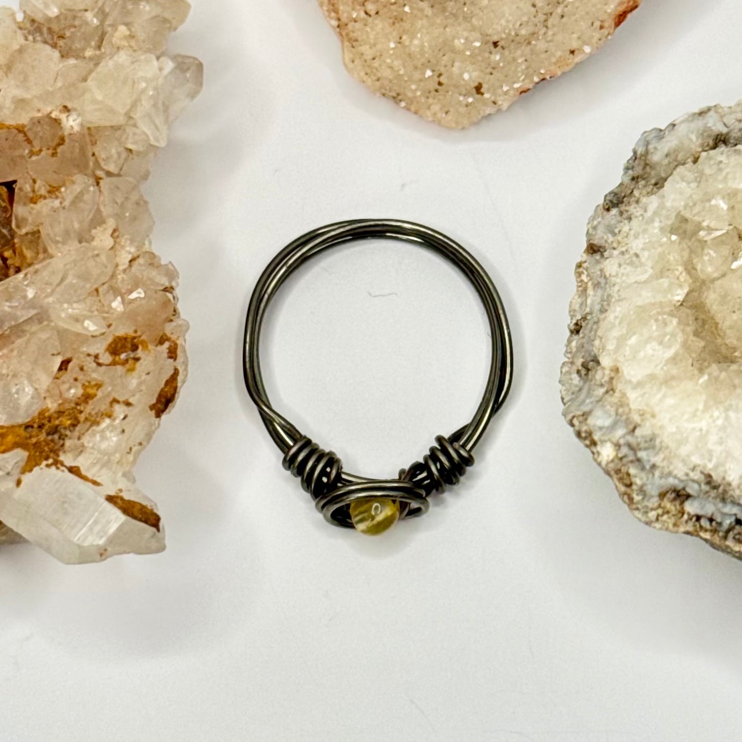 Charcoal Yellow Jade Ring