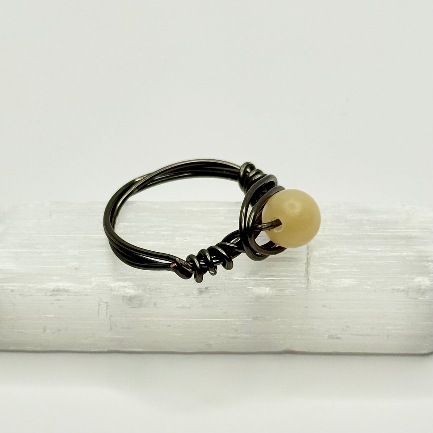 Charcoal Yellow Calcite Ring