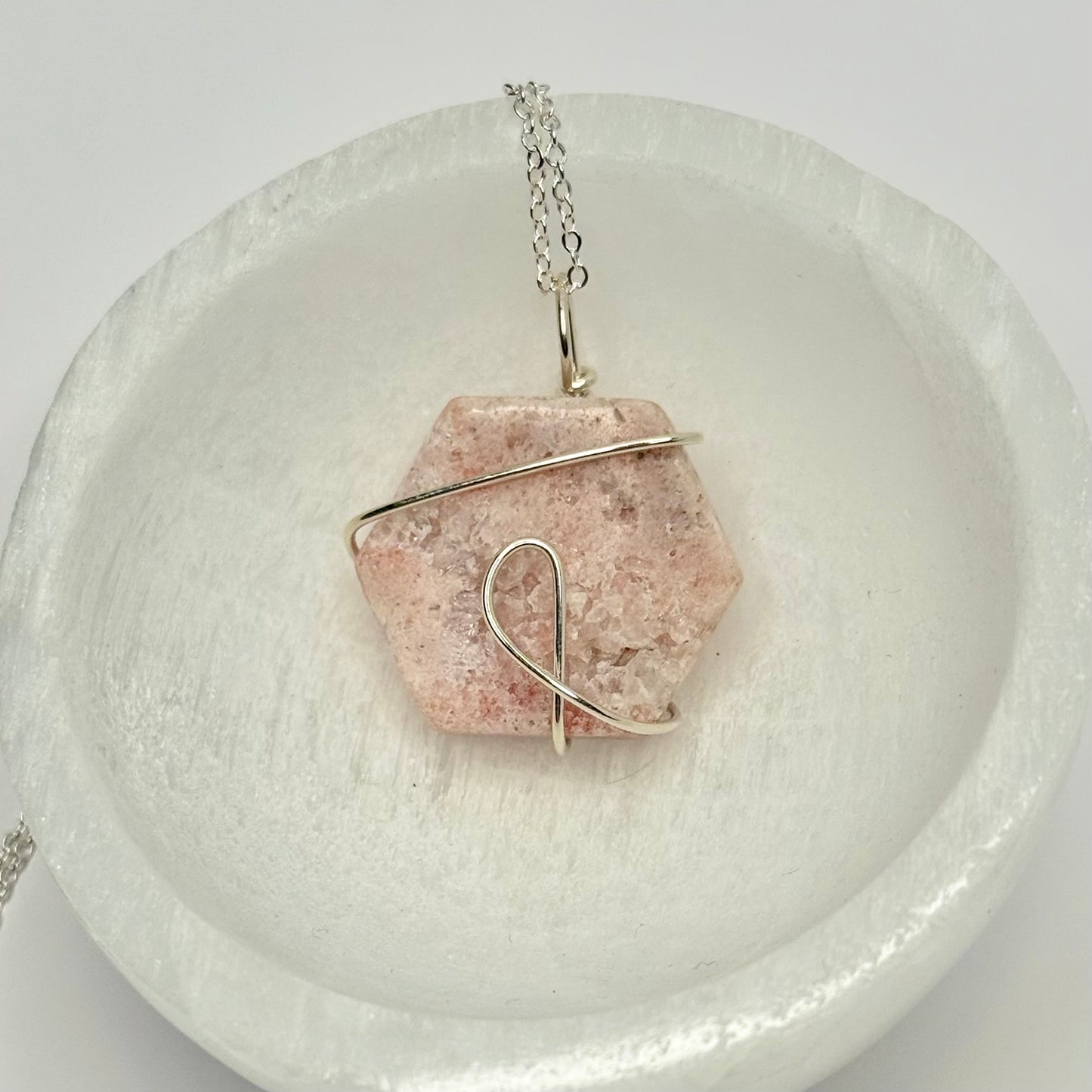 Sterling Silver Rhodonite Hexagon Necklace