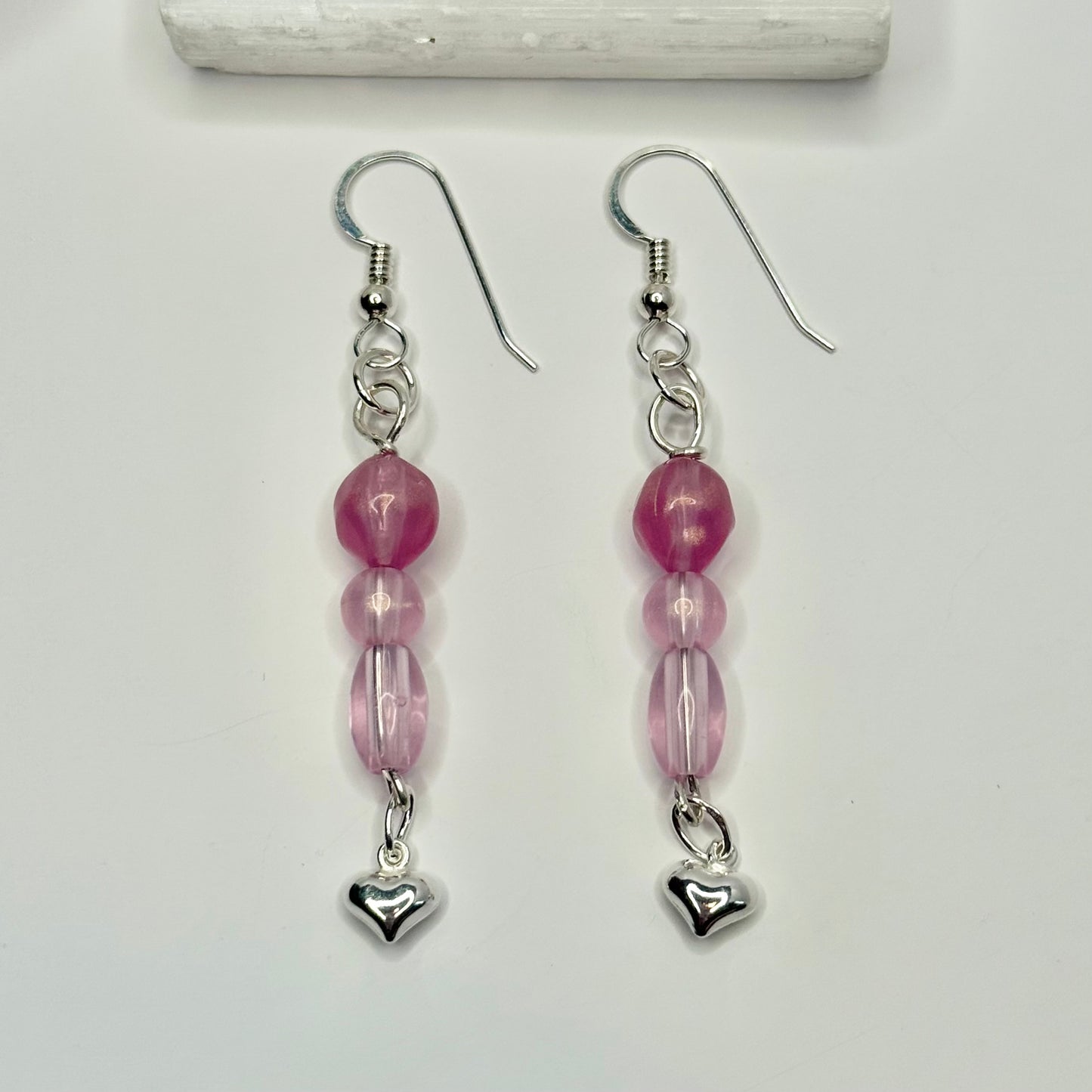 Sterling Silver Resin Heart Earrings