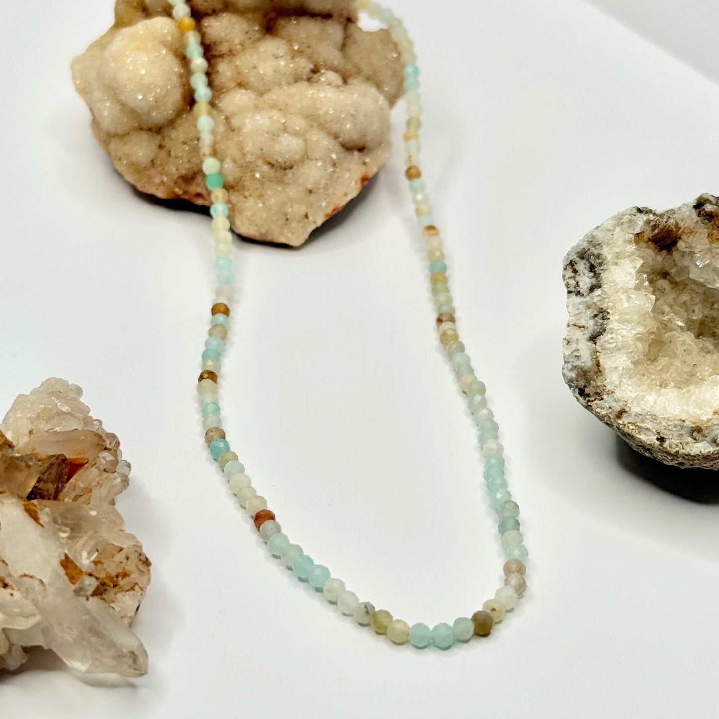 Silver Amazonite Beaded Necklace
