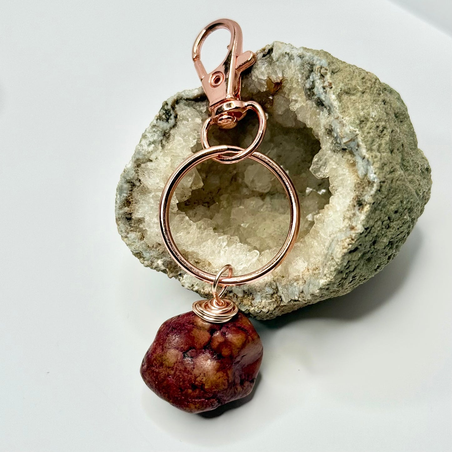 Rose Gold Agate Keychain