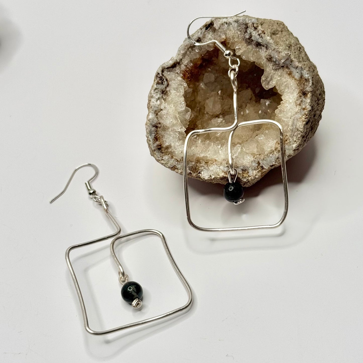 Sterling Silver Moss Agate Dangles