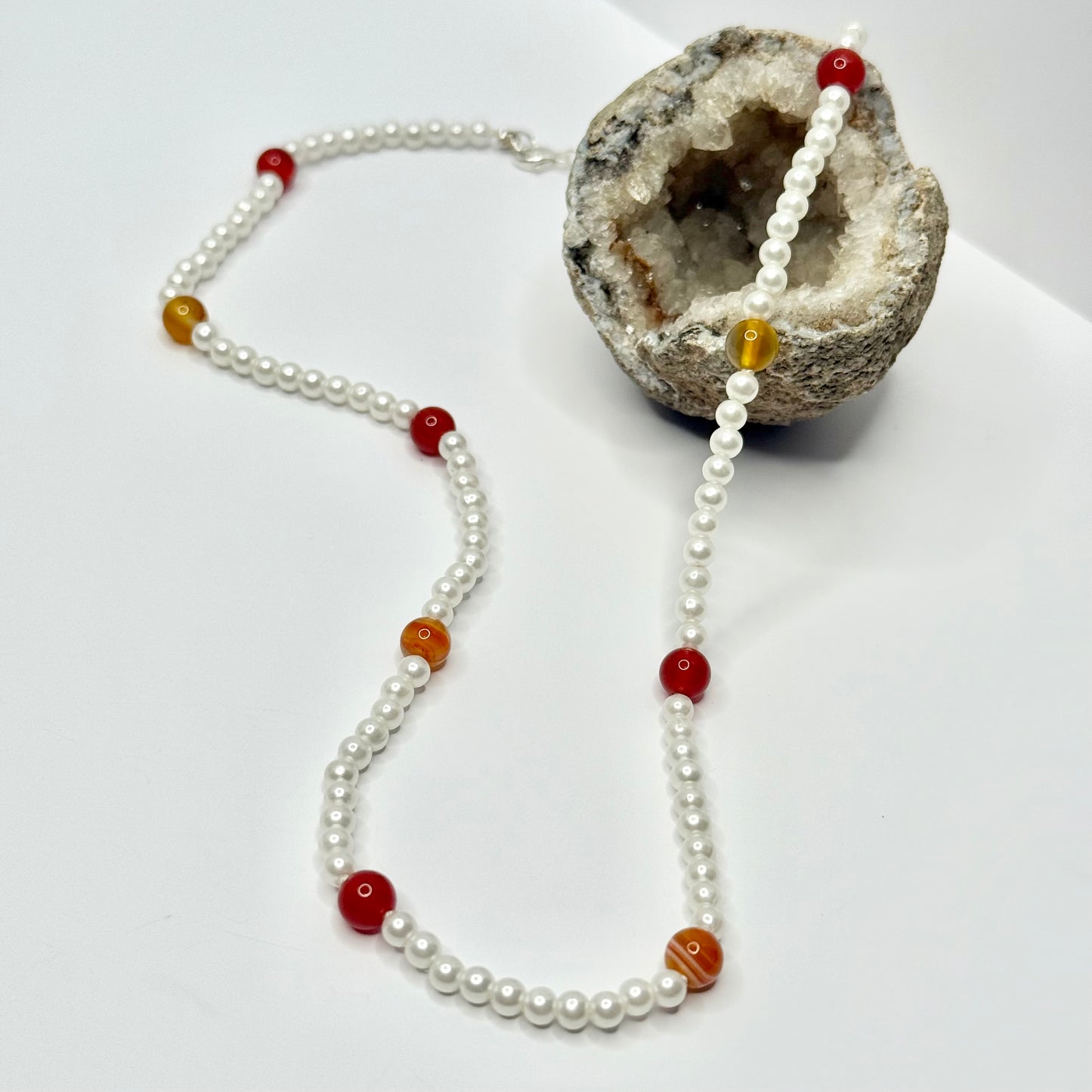 Gold Carnelian Beaded Necklace