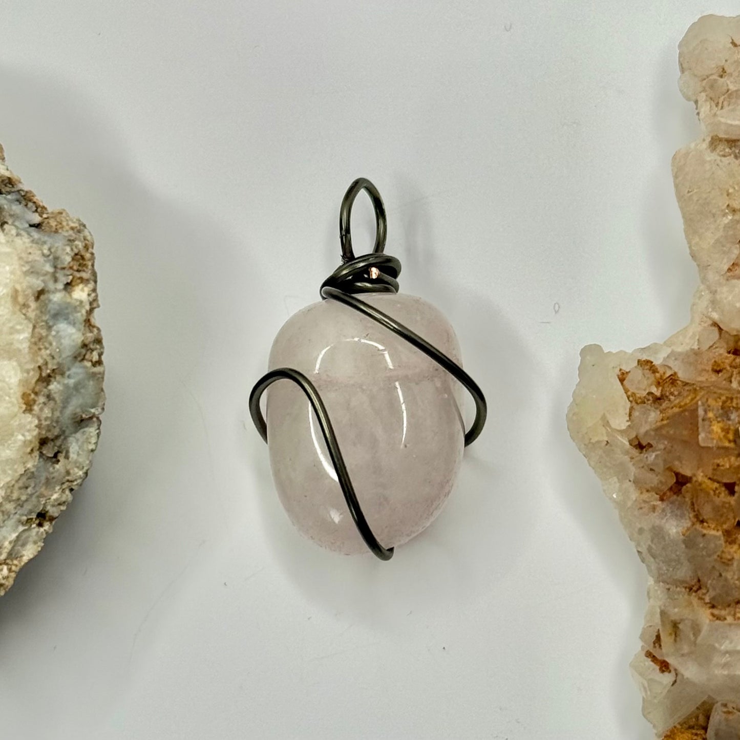 Charcoal Rose Quartz Pendant