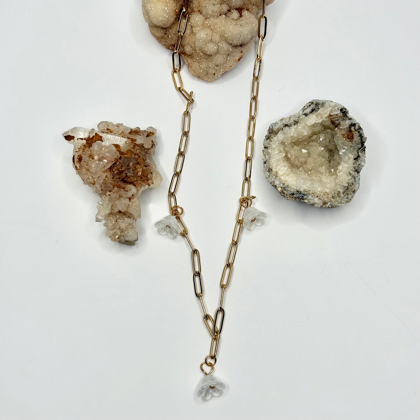 Gold Paperclip Flower Necklace