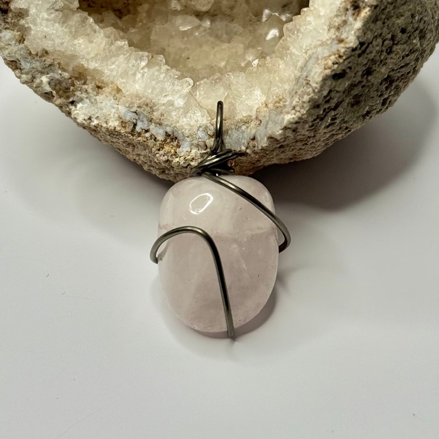 Charcoal Rose Quartz Pendant