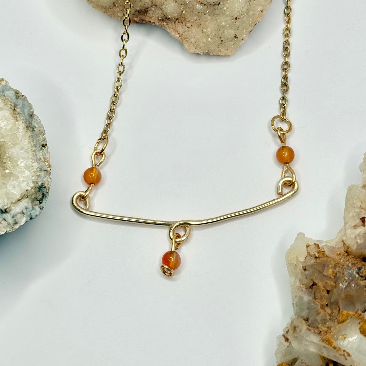 Gold Carnelian Bar Necklace