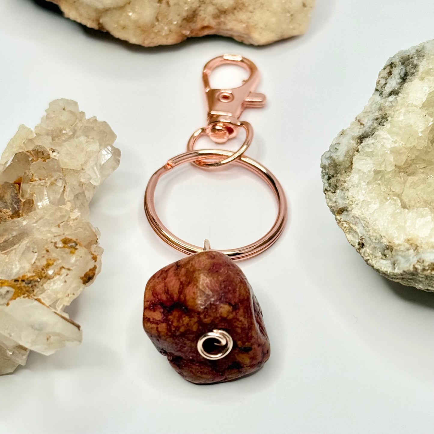 Rose Gold Agate Keychain