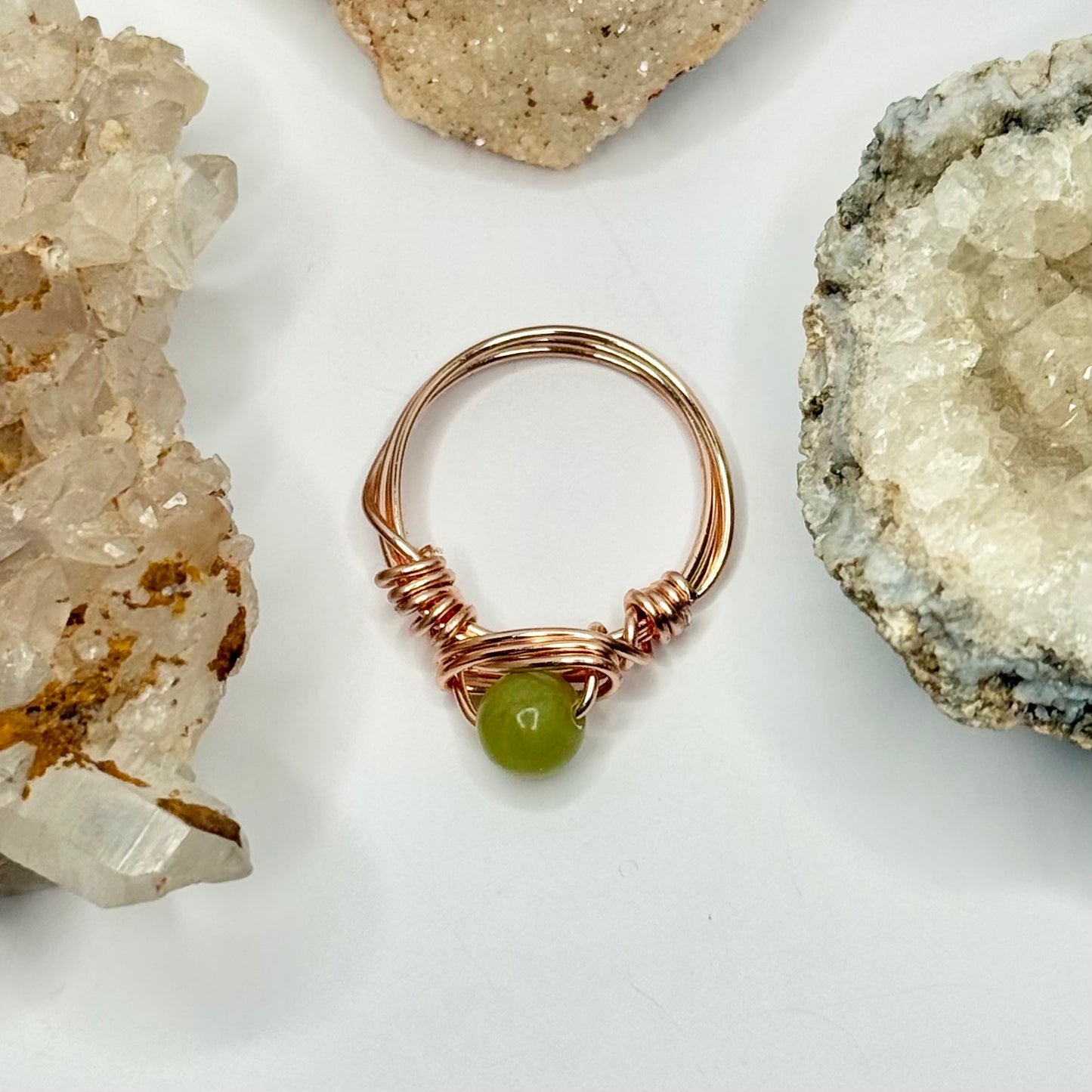 Rose Gold Jade Ring