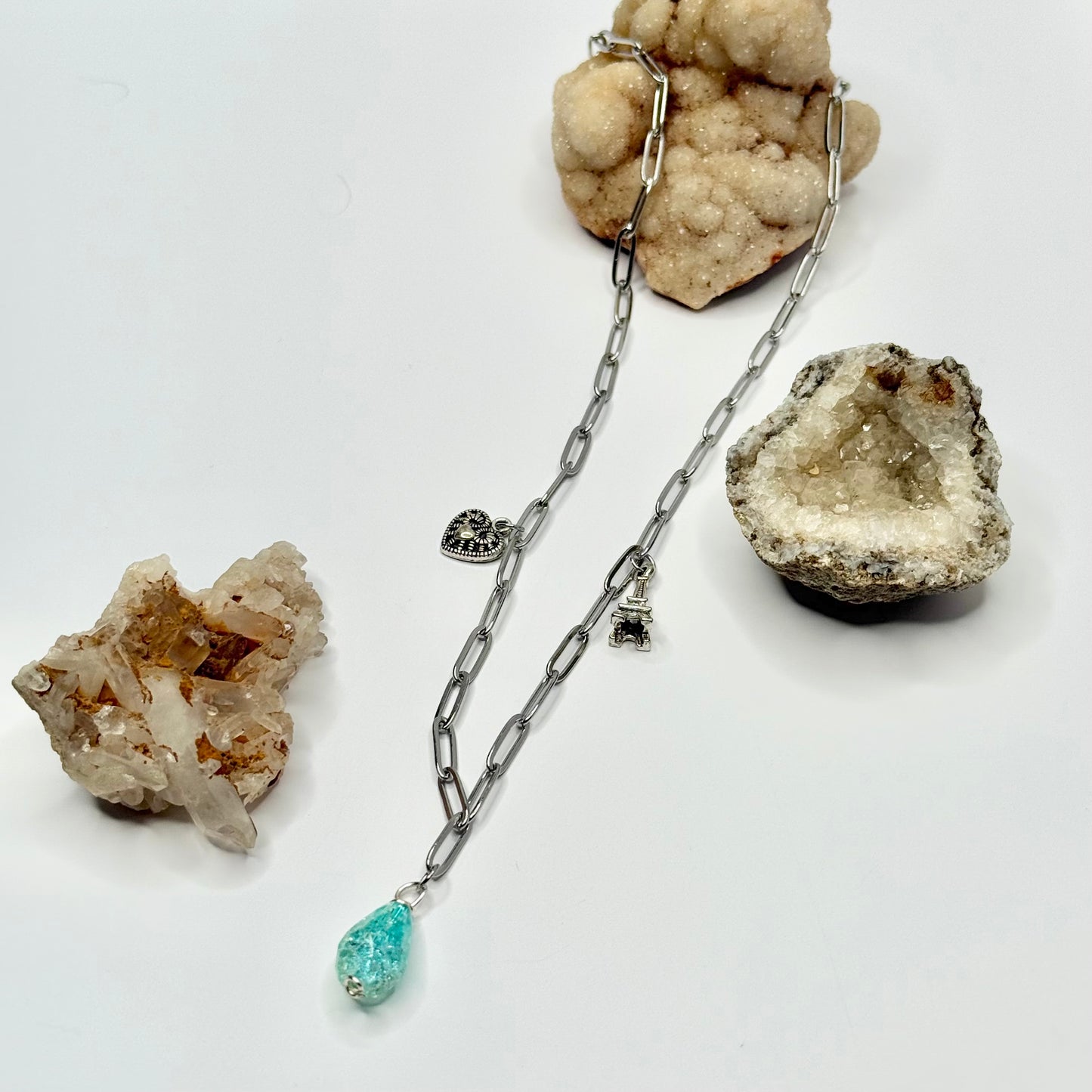 Silver Romance Charm Paperclip Chain