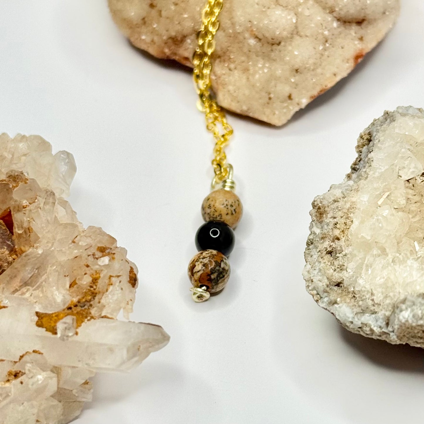 Gold Onyx and Picture Jasper Necklace