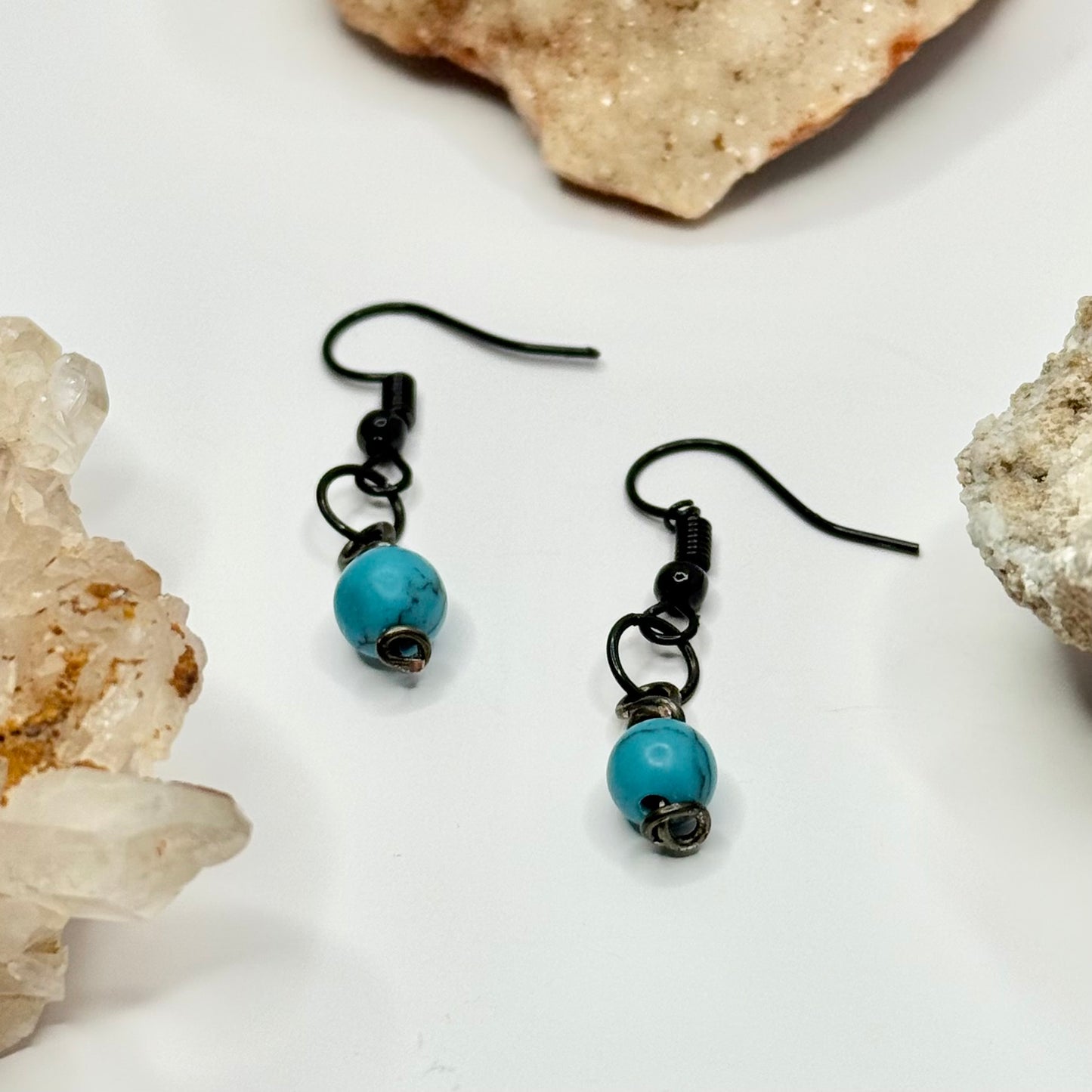 Charcoal Dyed Blue Howlite Earrings