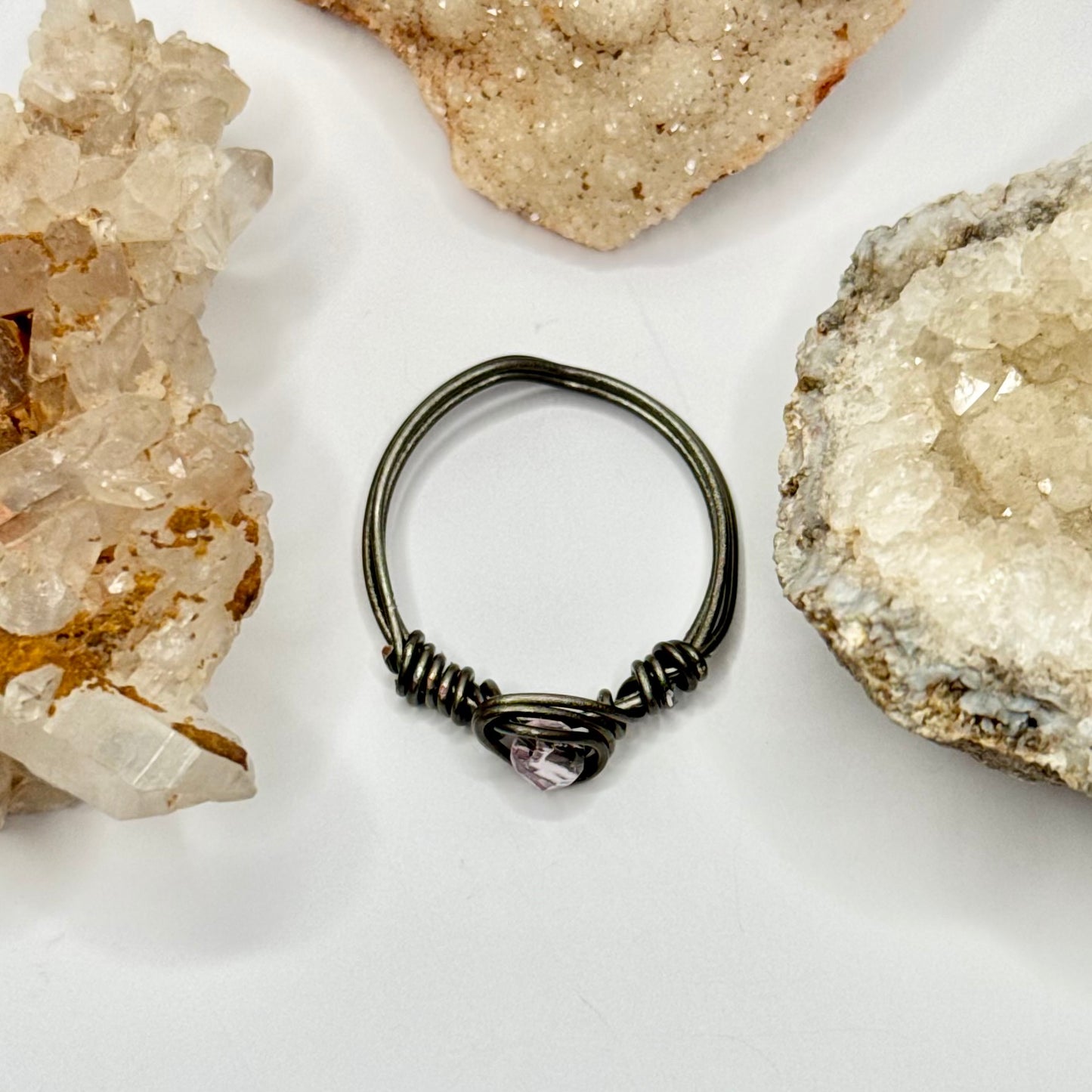 Charcoal Pink Beaded Ring