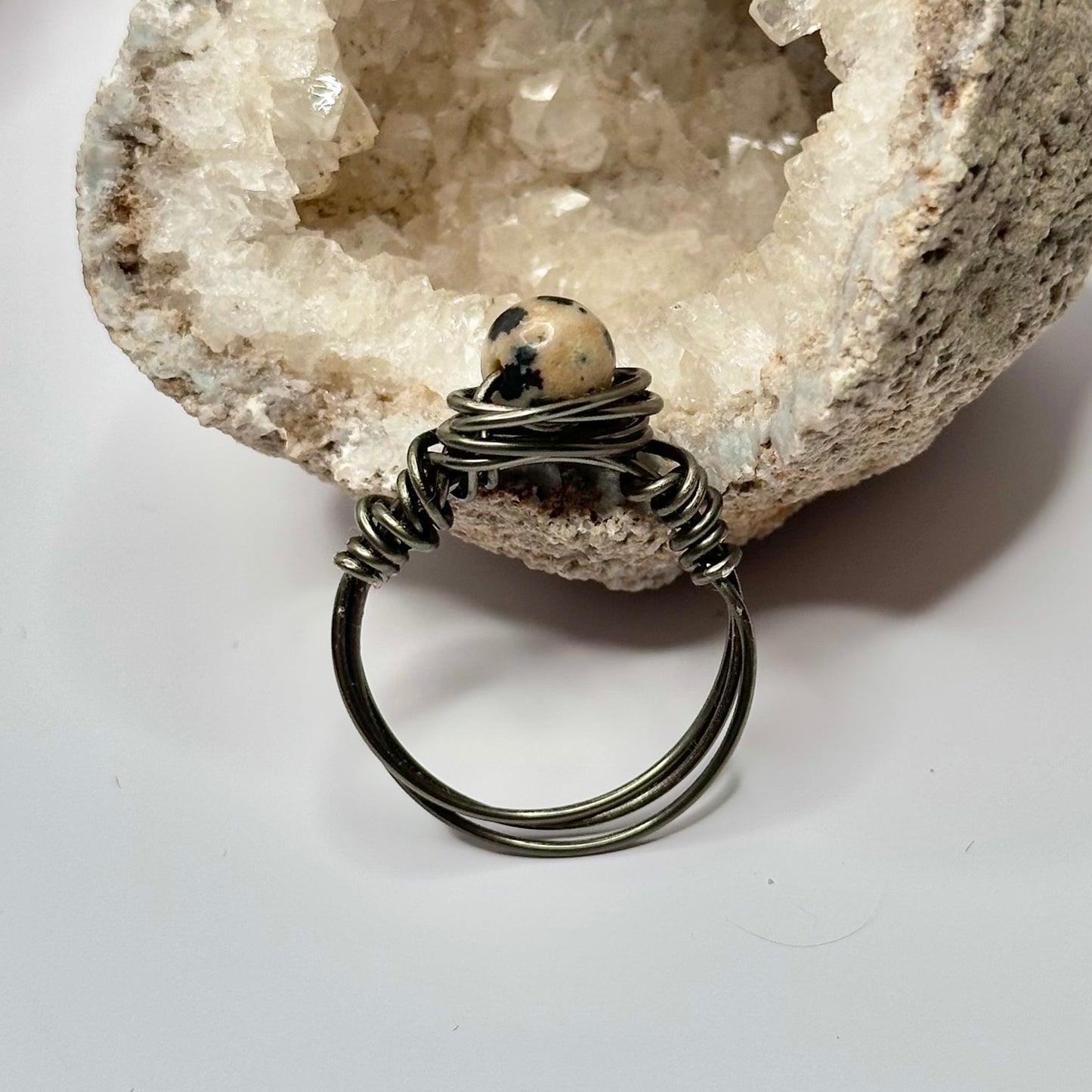 Charcoal Dalmatian Jasper Ring
