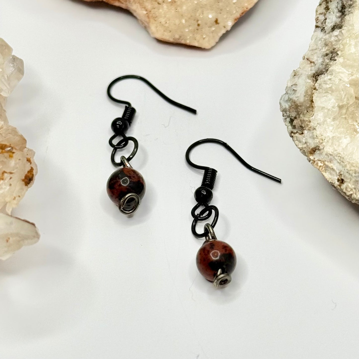 Charcoal Mahogany Obsidian Earrings