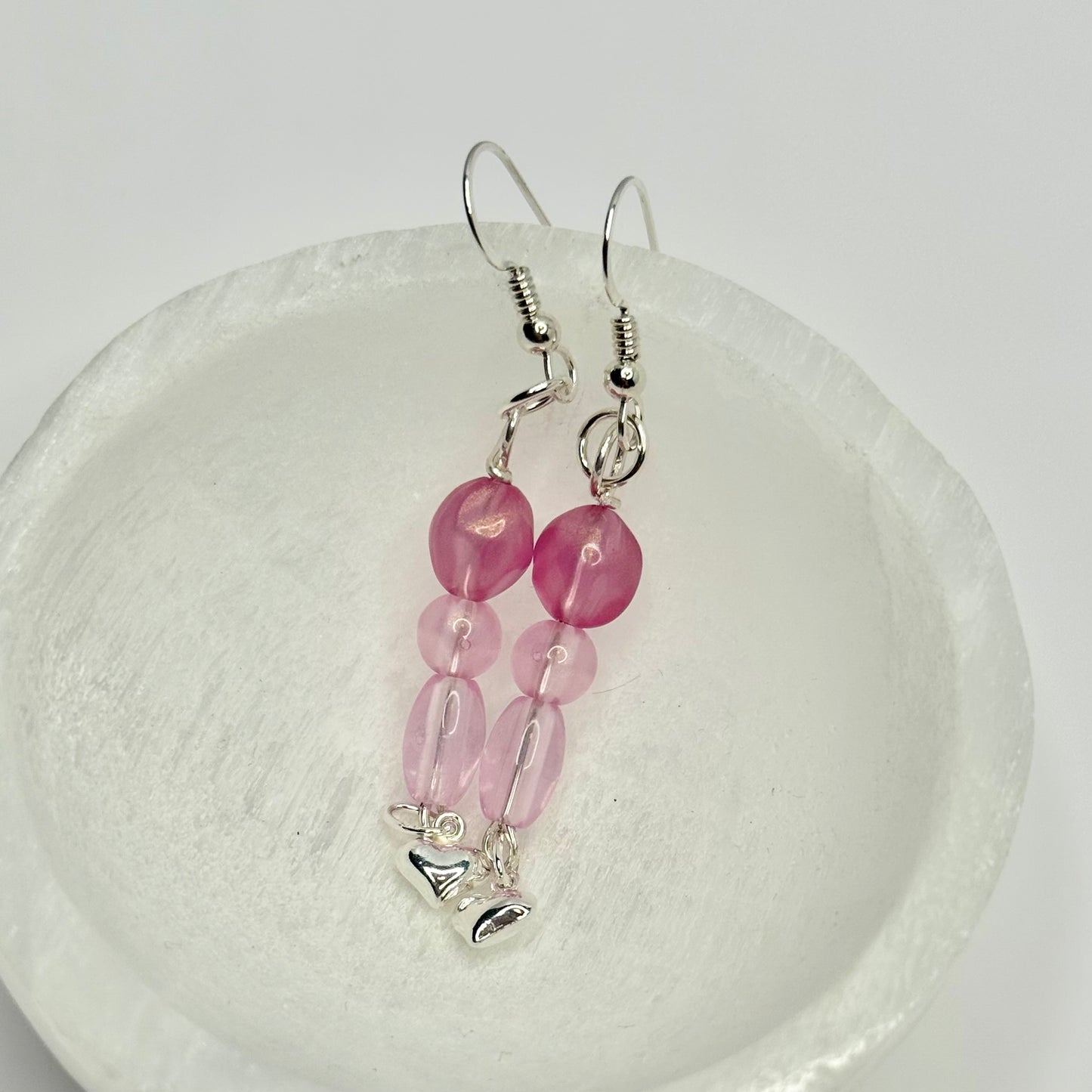 Sterling Silver Resin Heart Earrings