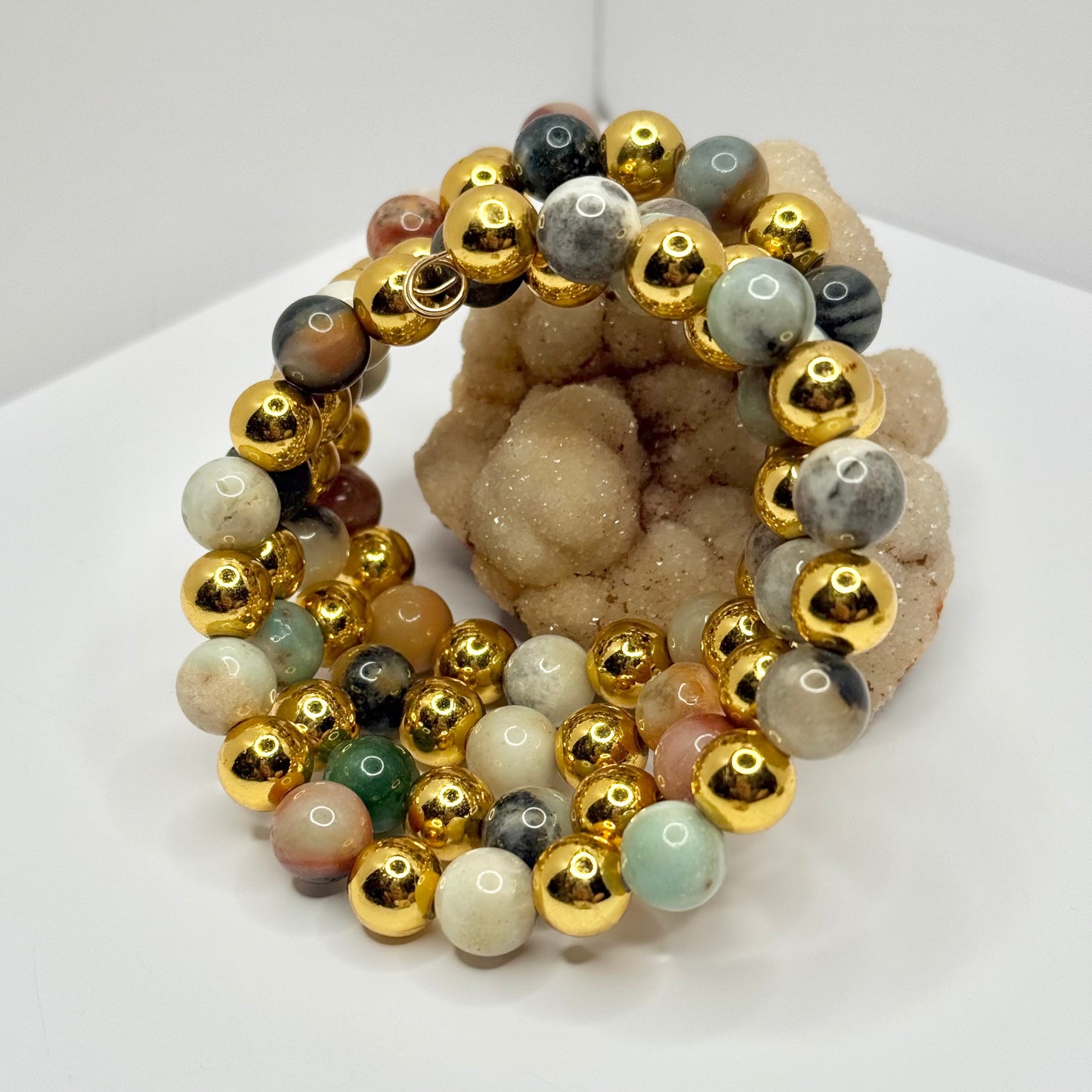 Gold Ocean Jasper Wrap Bracelet