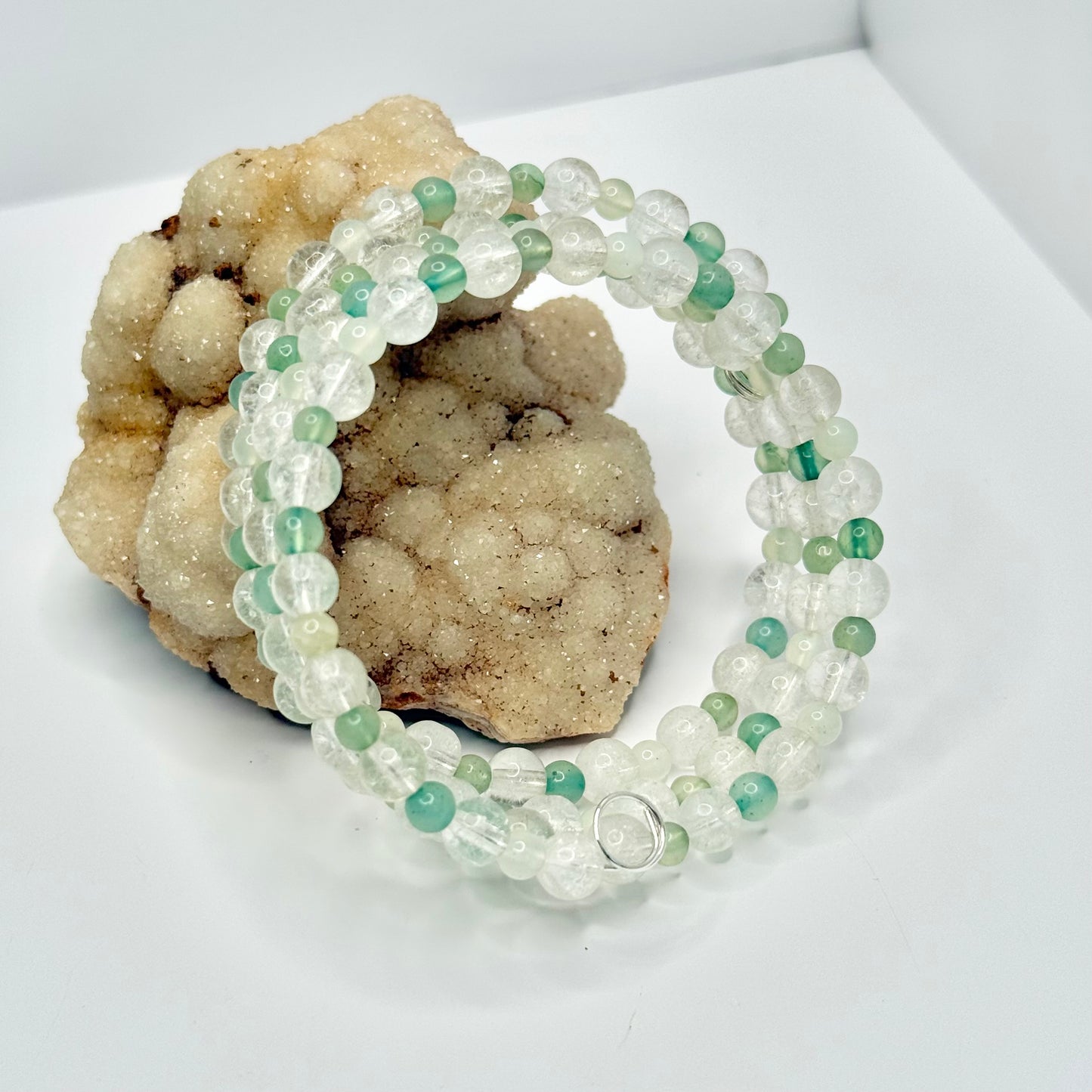 Quartz and White Jade Wrap Bracelet