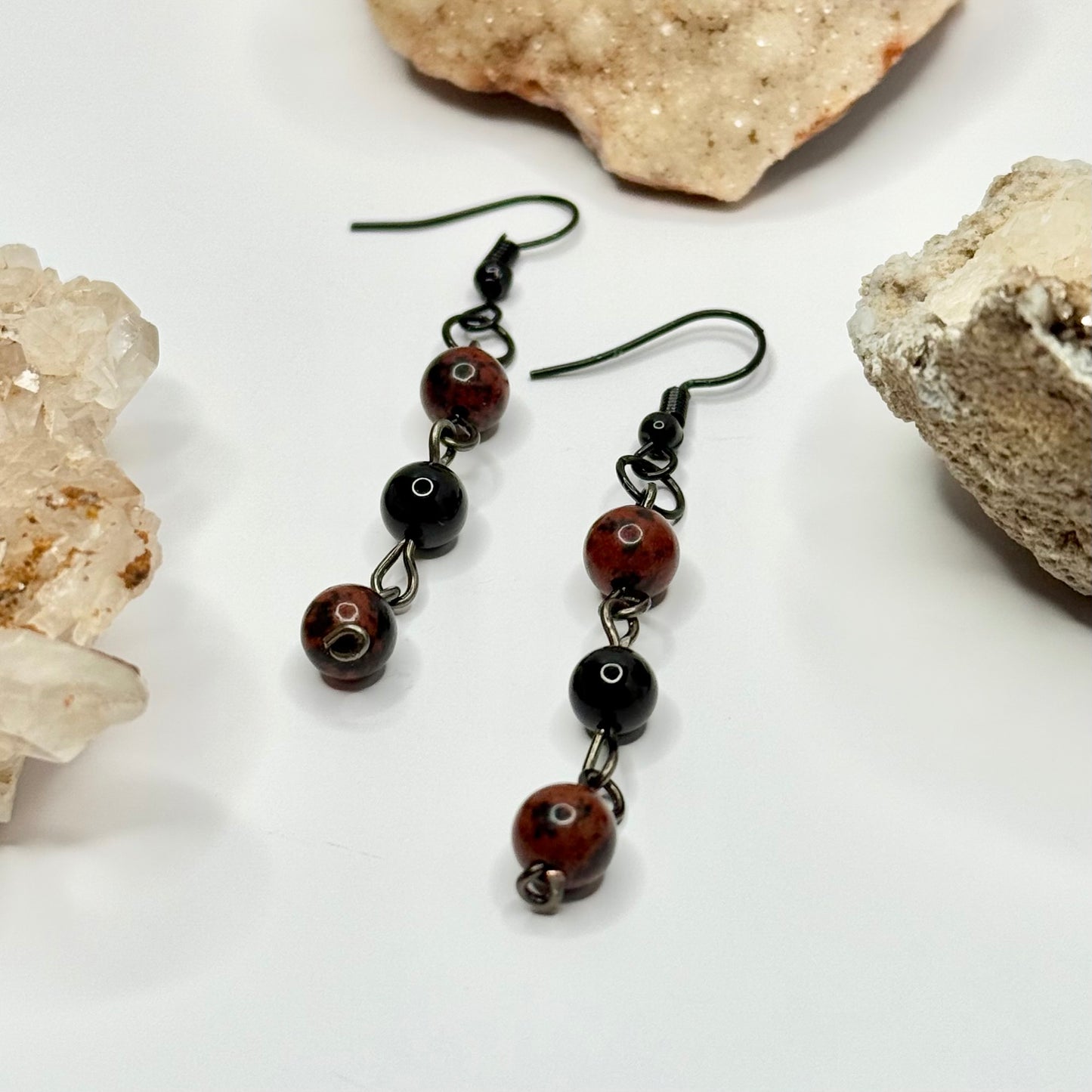 Charcoal Obsidian and Onyx Earrings