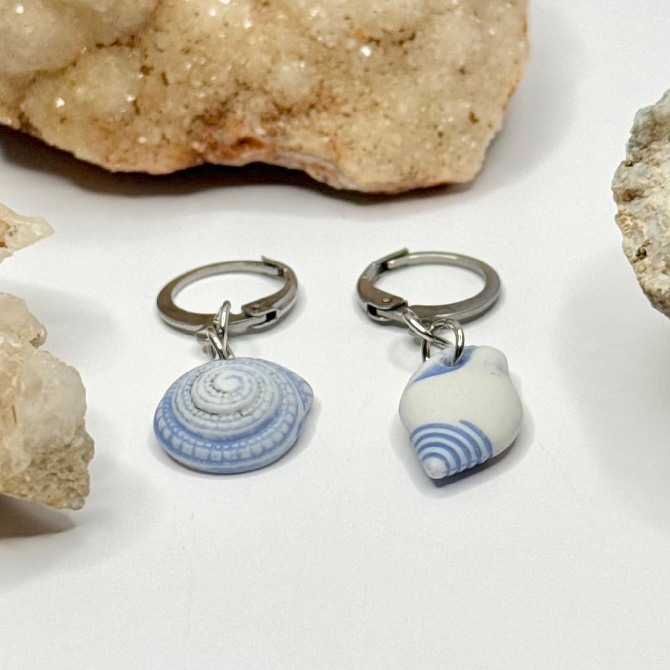 Silver Shell Charm Huggie Earrings