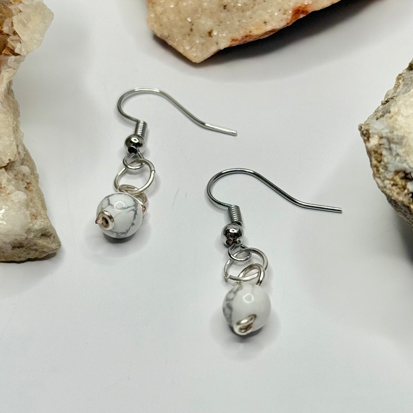 Silver Howlite Earrings