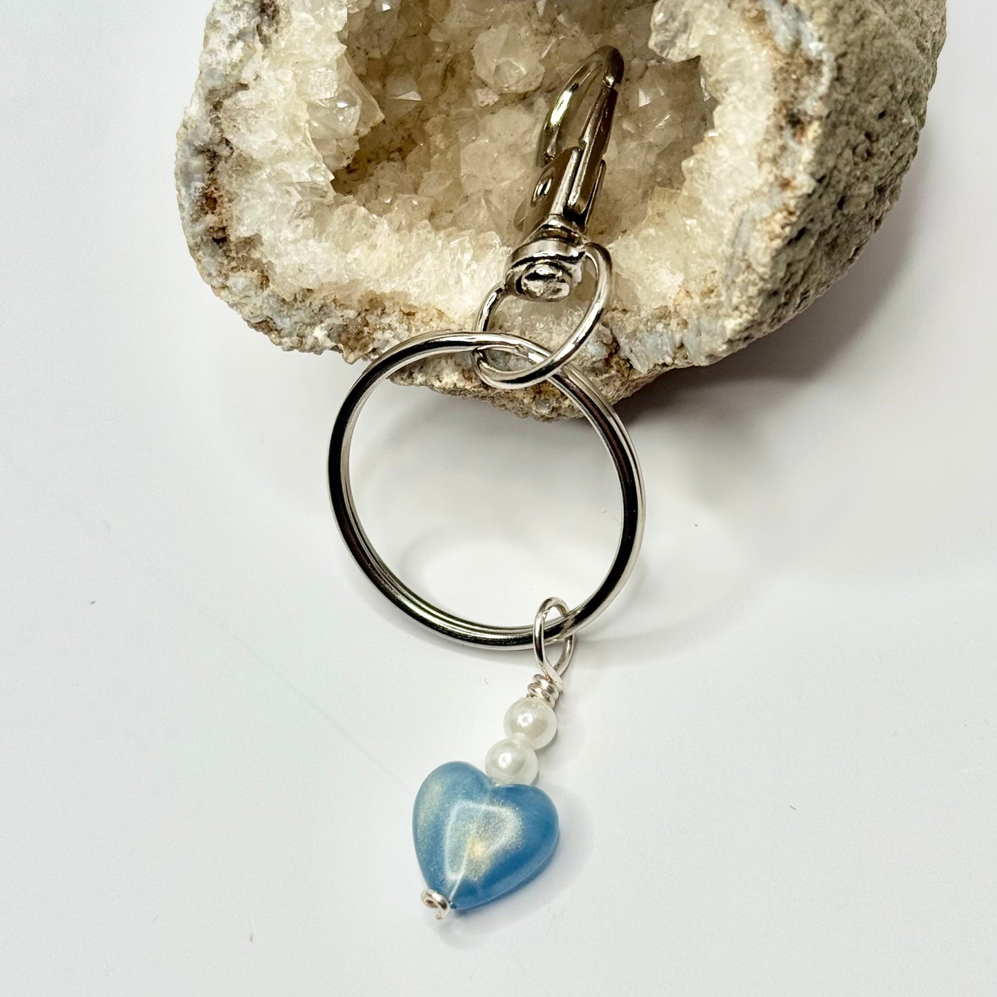 Silver Resin Heart Keychain