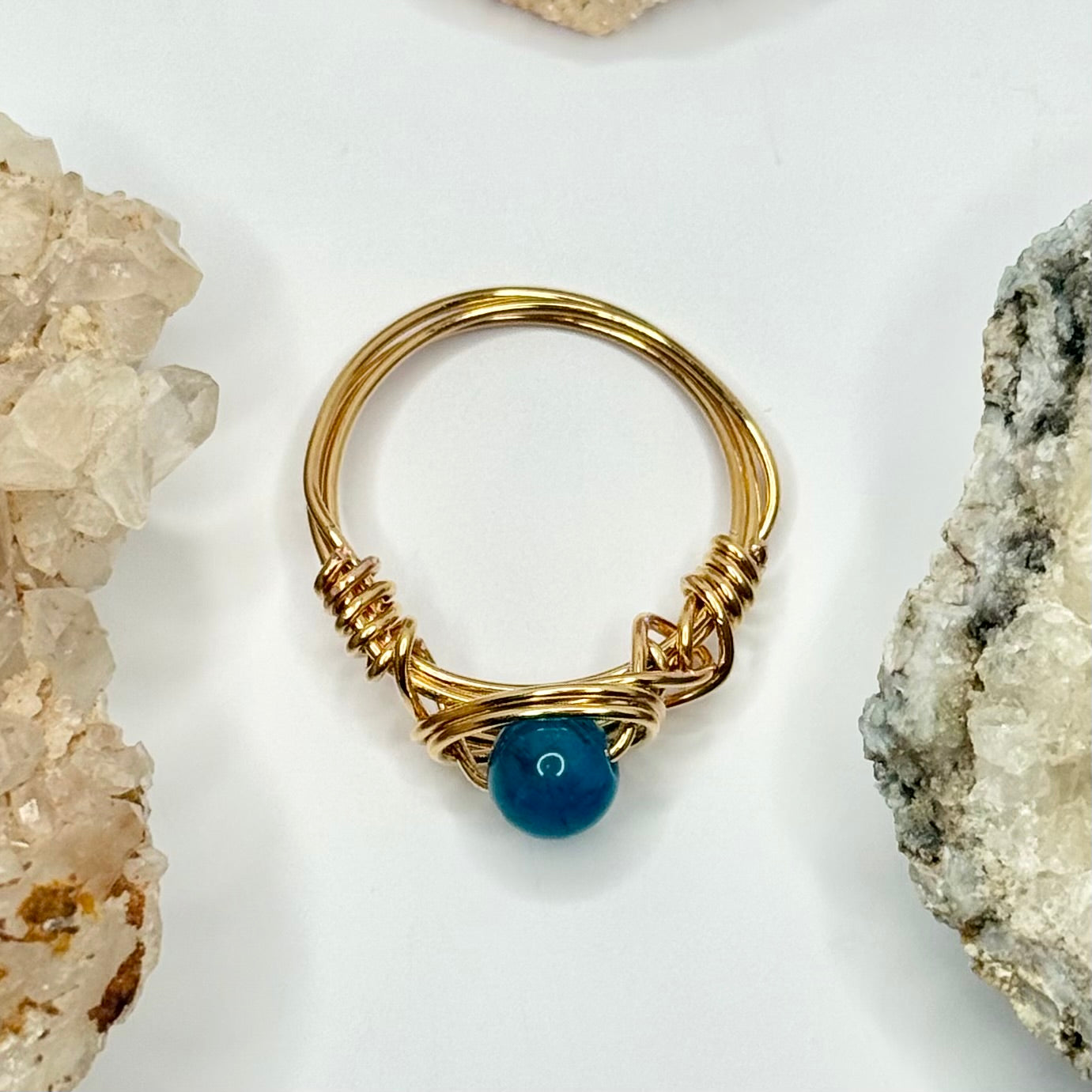 Gold Plated Blue Apatite Ring