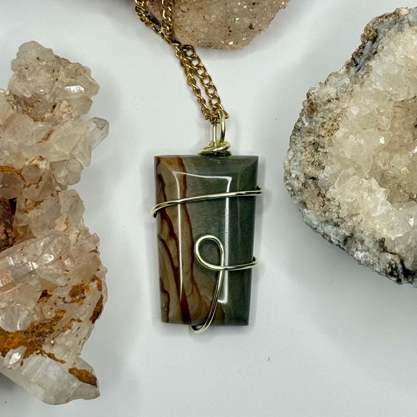 Gold Picture Jasper Necklace