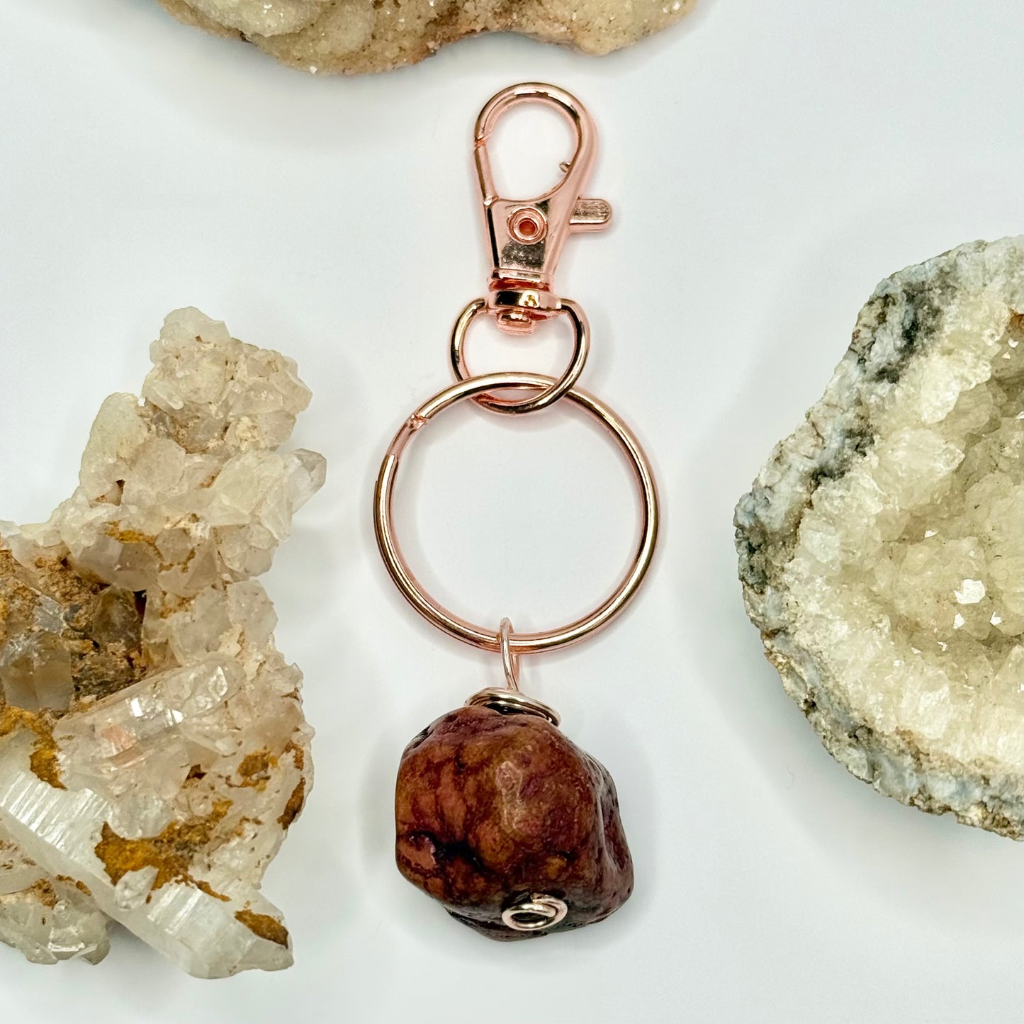 Rose Gold Agate Keychain