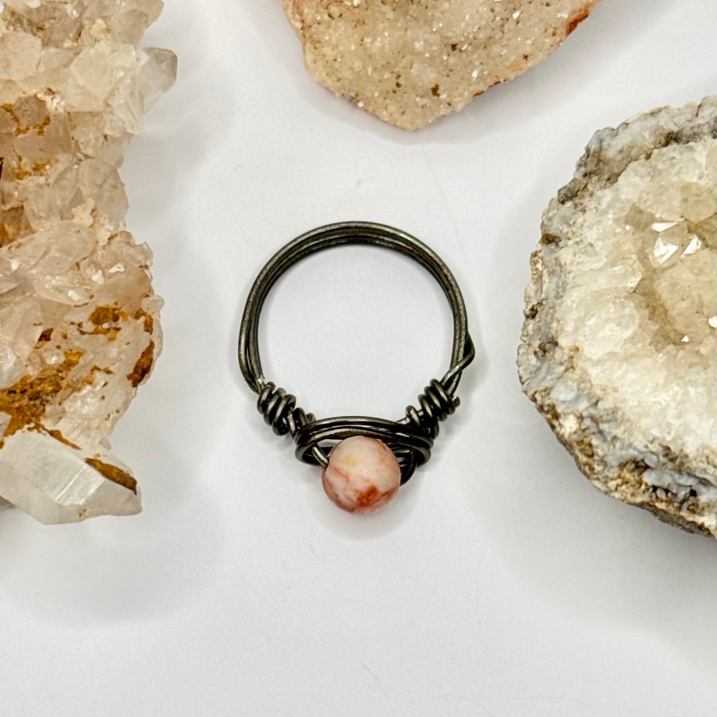 Charcoal Red Vein Jasper Ring