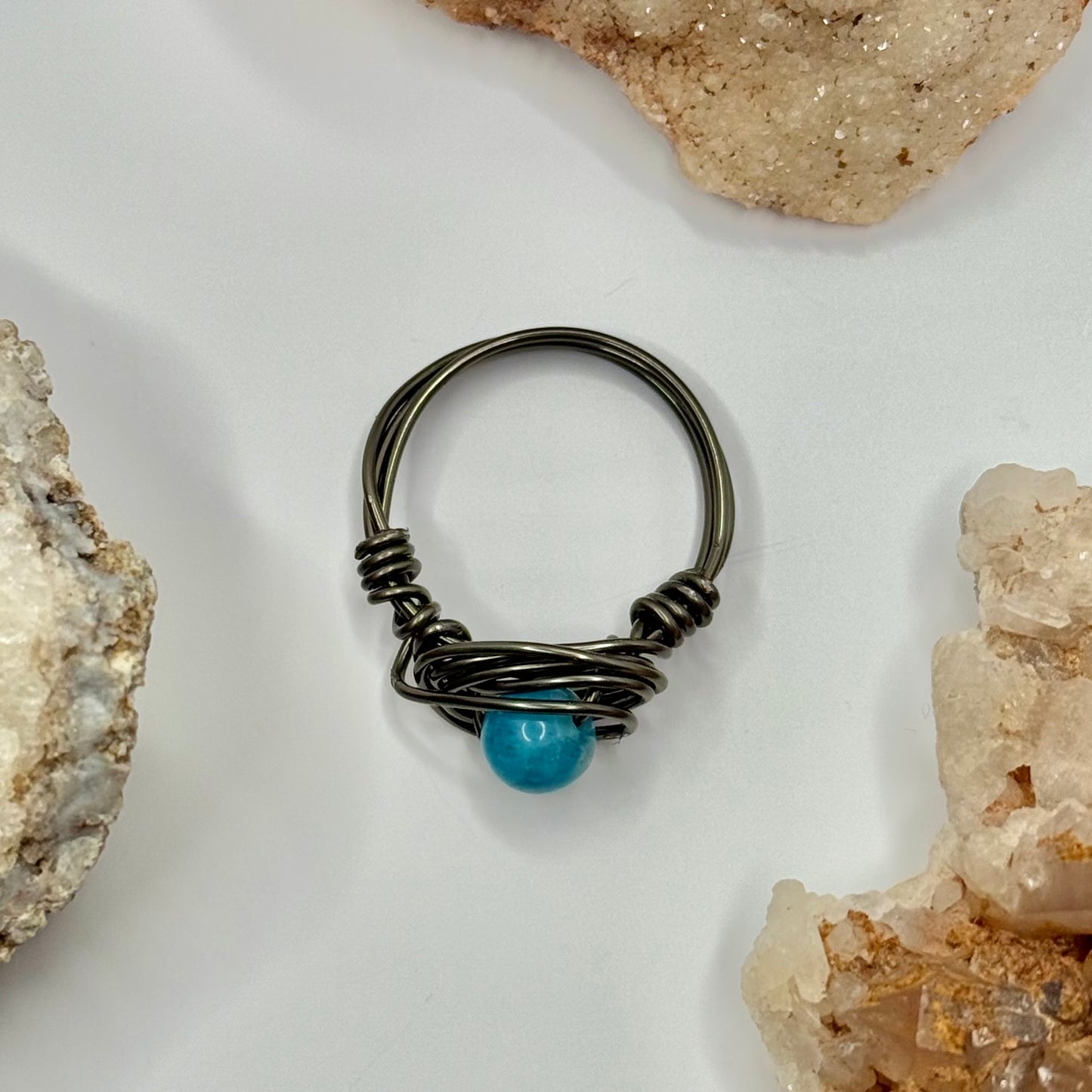 Charcoal Blue Apatite Ring