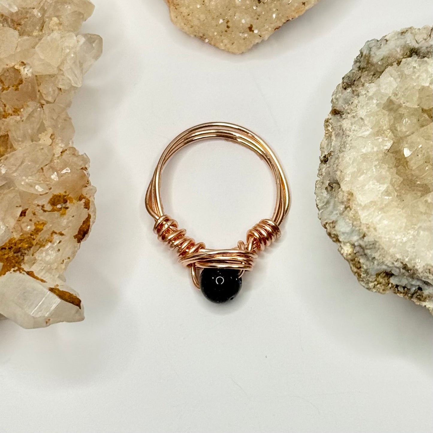 Rose Gold Blue Goldstone Ring