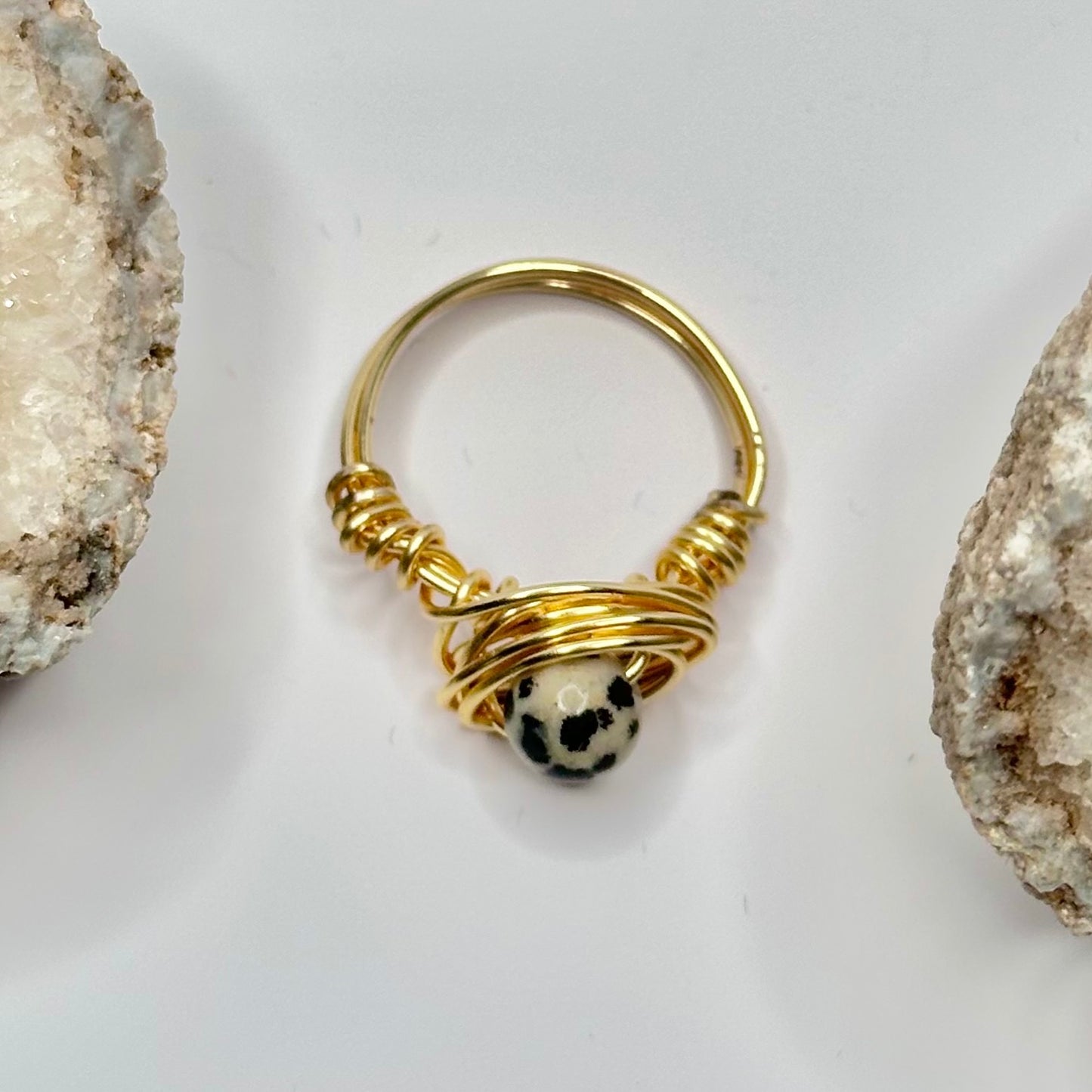 Gold Dalmatian Jasper Ring
