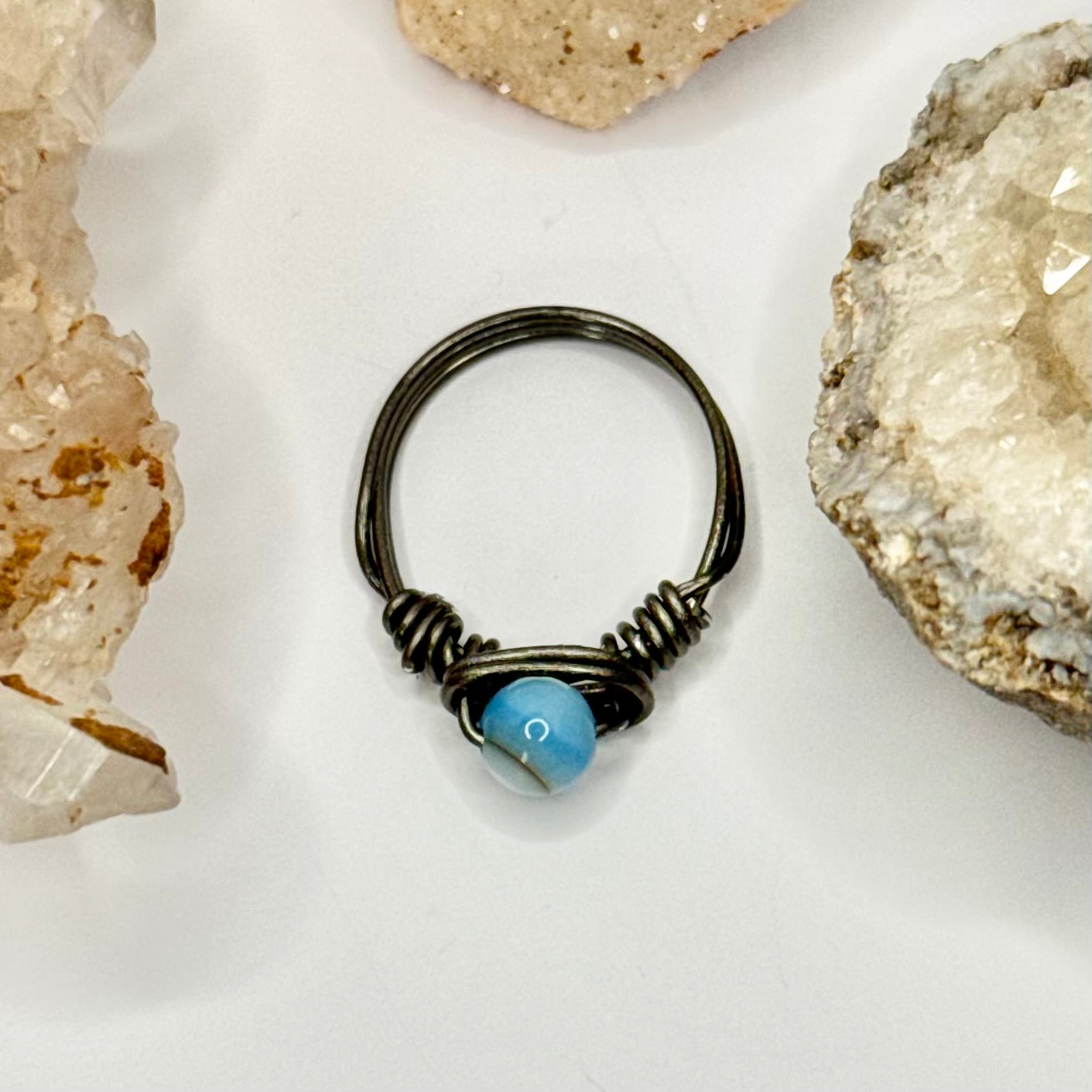 Charcoal Blue Shell Ring