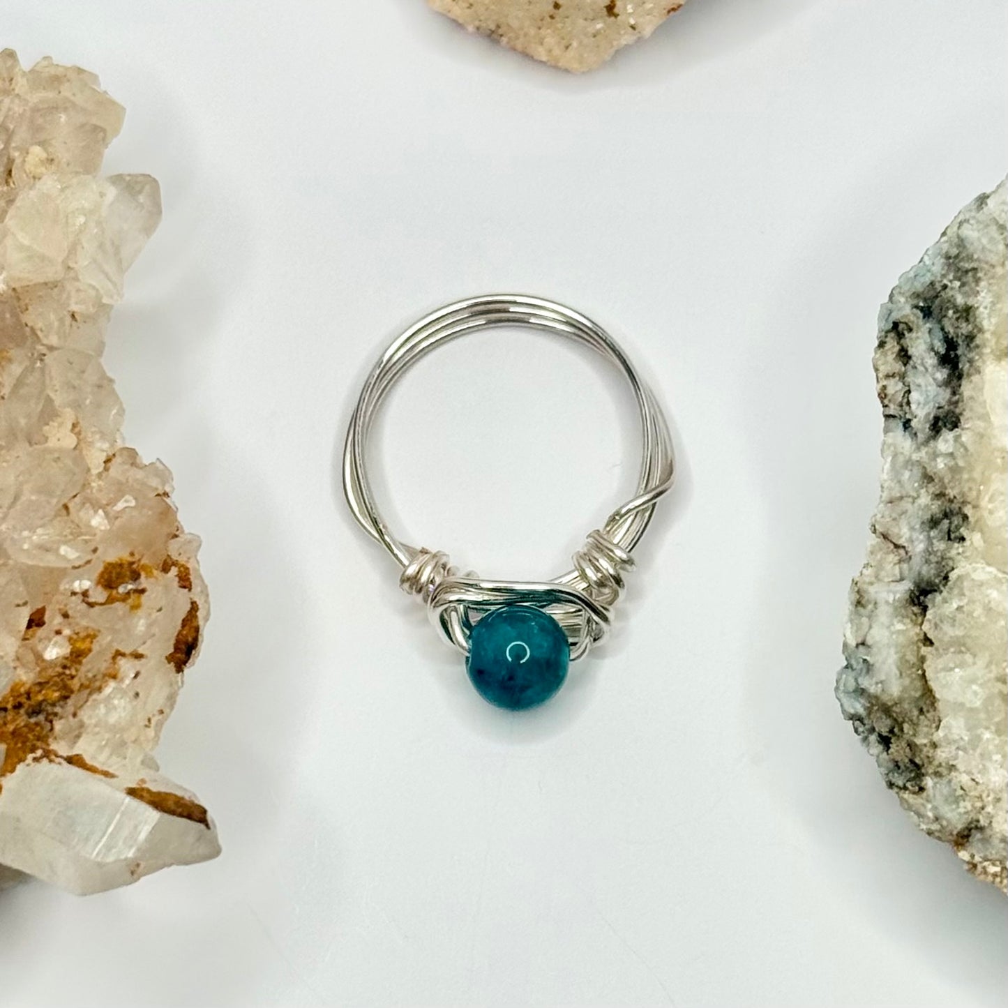Silver Blue Apatite Ring