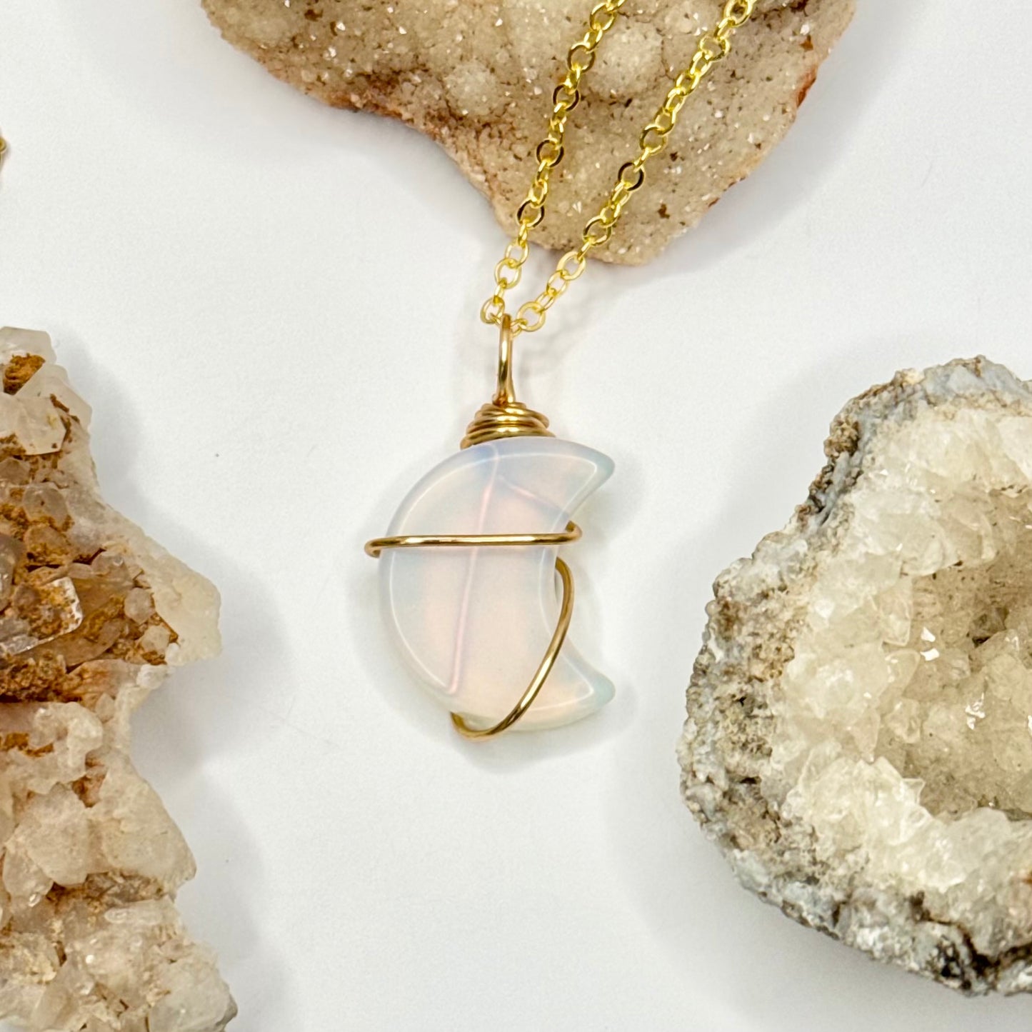 Gold Opalite Moon Necklace