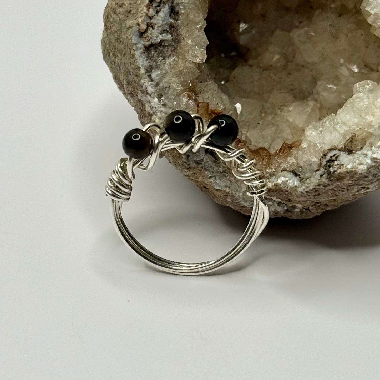 Sterling Silver Gold Sheen Obsidian Ring